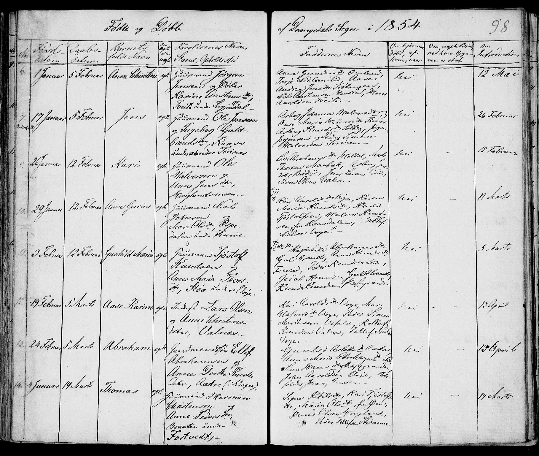 Drangedal kirkebøker, AV/SAKO-A-258/F/Fa/L0007a: Parish register (official) no. 7a, 1837-1856, p. 98