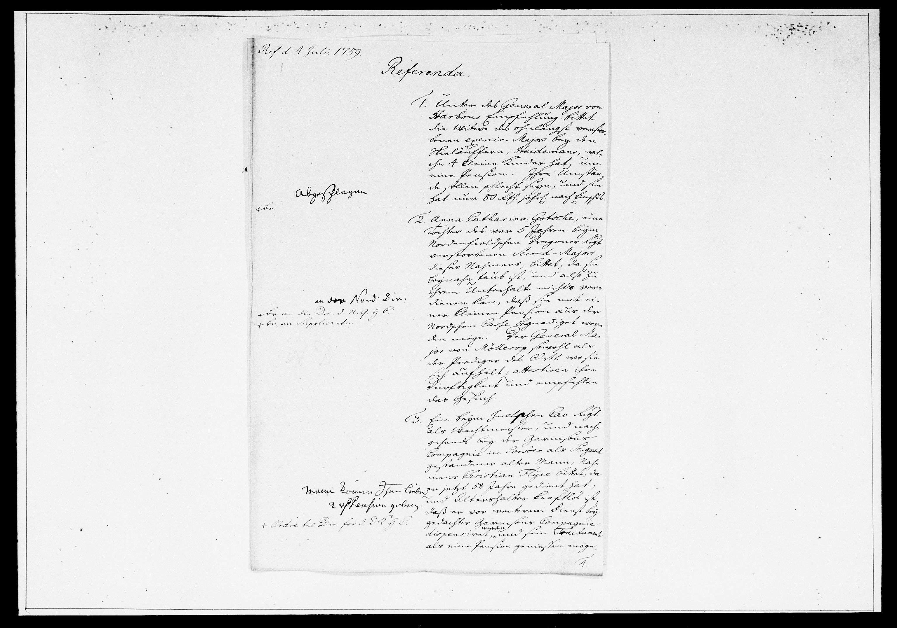 Krigskollegiet, Krigskancelliet, DRA/A-0006/-/1315-1333: Refererede sager, 1759, p. 433