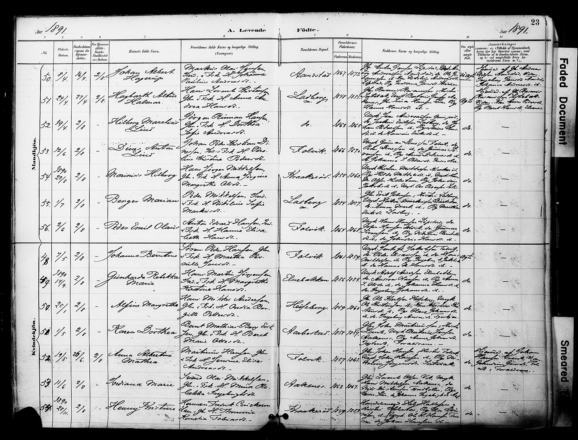 Ibestad sokneprestembete, SATØ/S-0077/H/Ha/Haa/L0012kirke: Parish register (official) no. 12, 1890-1900, p. 23