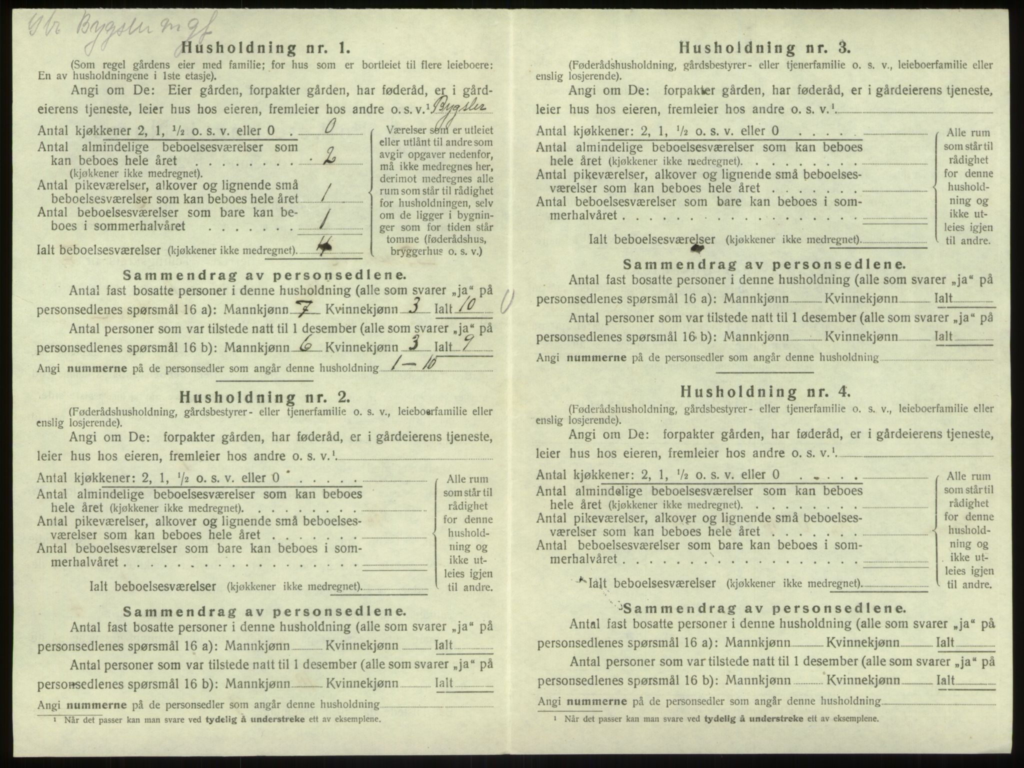SAB, 1920 census for Bruvik, 1920, p. 538