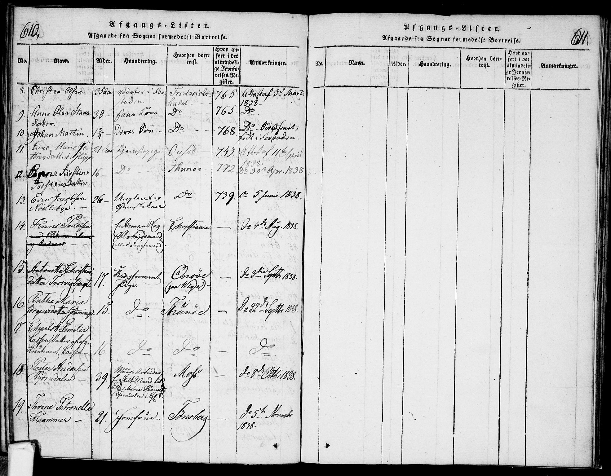 Glemmen prestekontor Kirkebøker, AV/SAO-A-10908/F/Fa/L0004: Parish register (official) no. 4, 1816-1838, p. 610-611