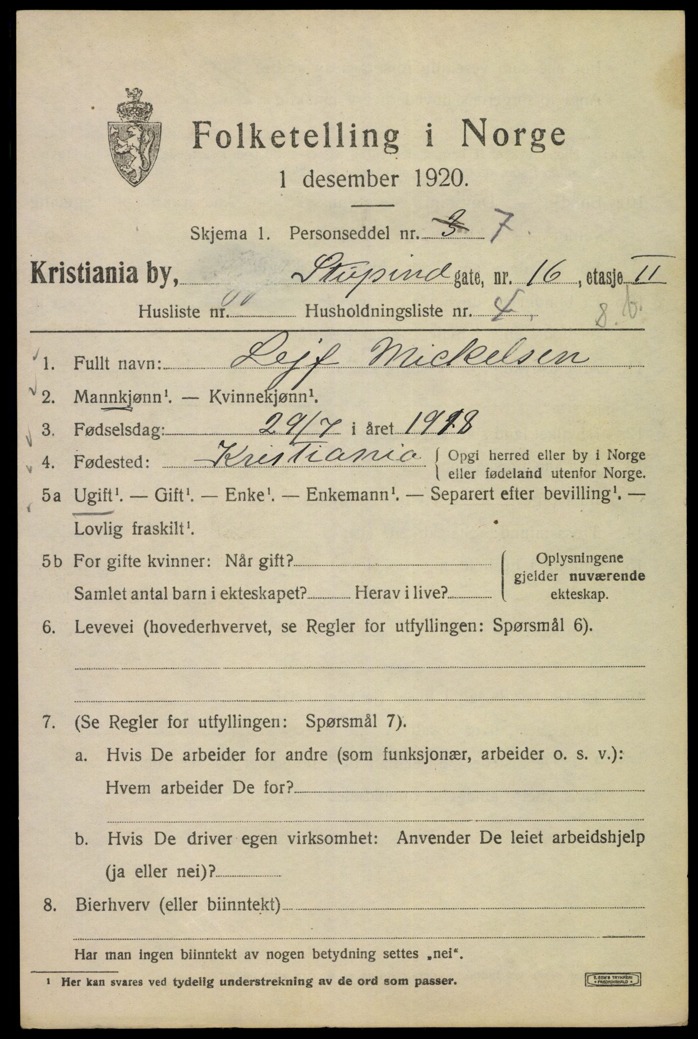 SAO, 1920 census for Kristiania, 1920, p. 553665