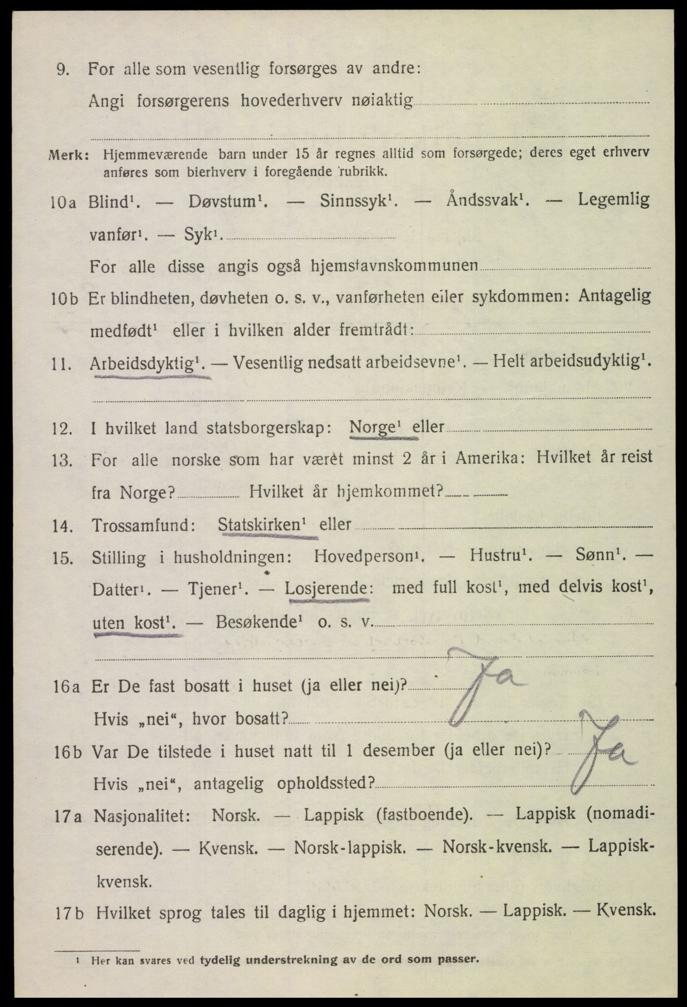 SAT, 1920 census for Gimsøy, 1920, p. 3546