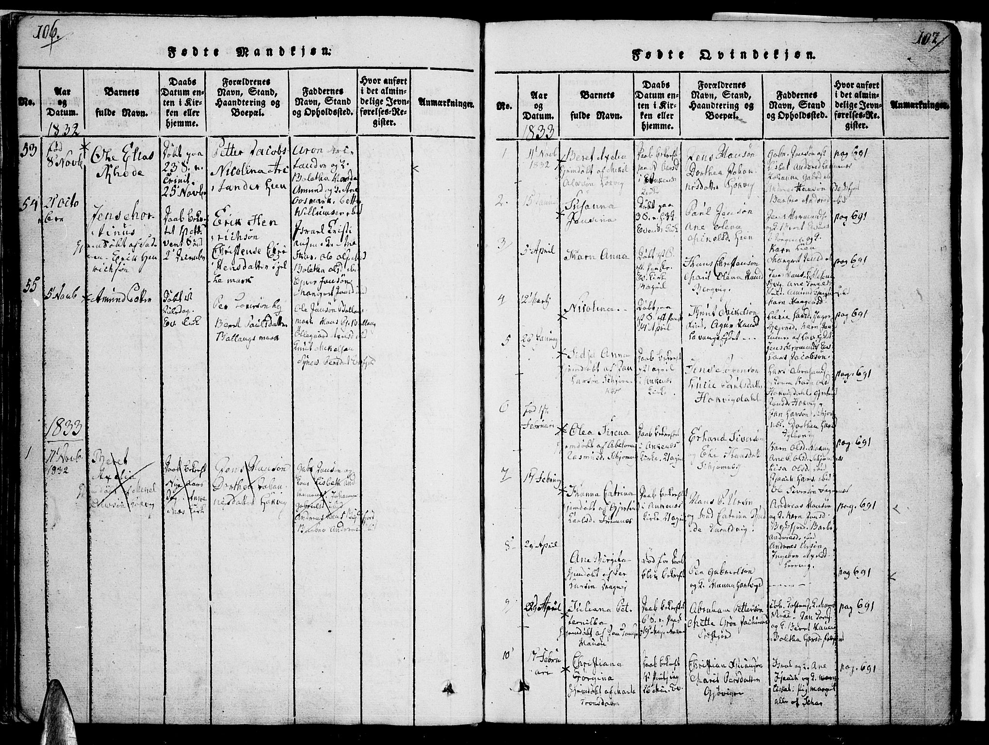 Ministerialprotokoller, klokkerbøker og fødselsregistre - Nordland, AV/SAT-A-1459/863/L0894: Parish register (official) no. 863A06, 1821-1851, p. 106-107