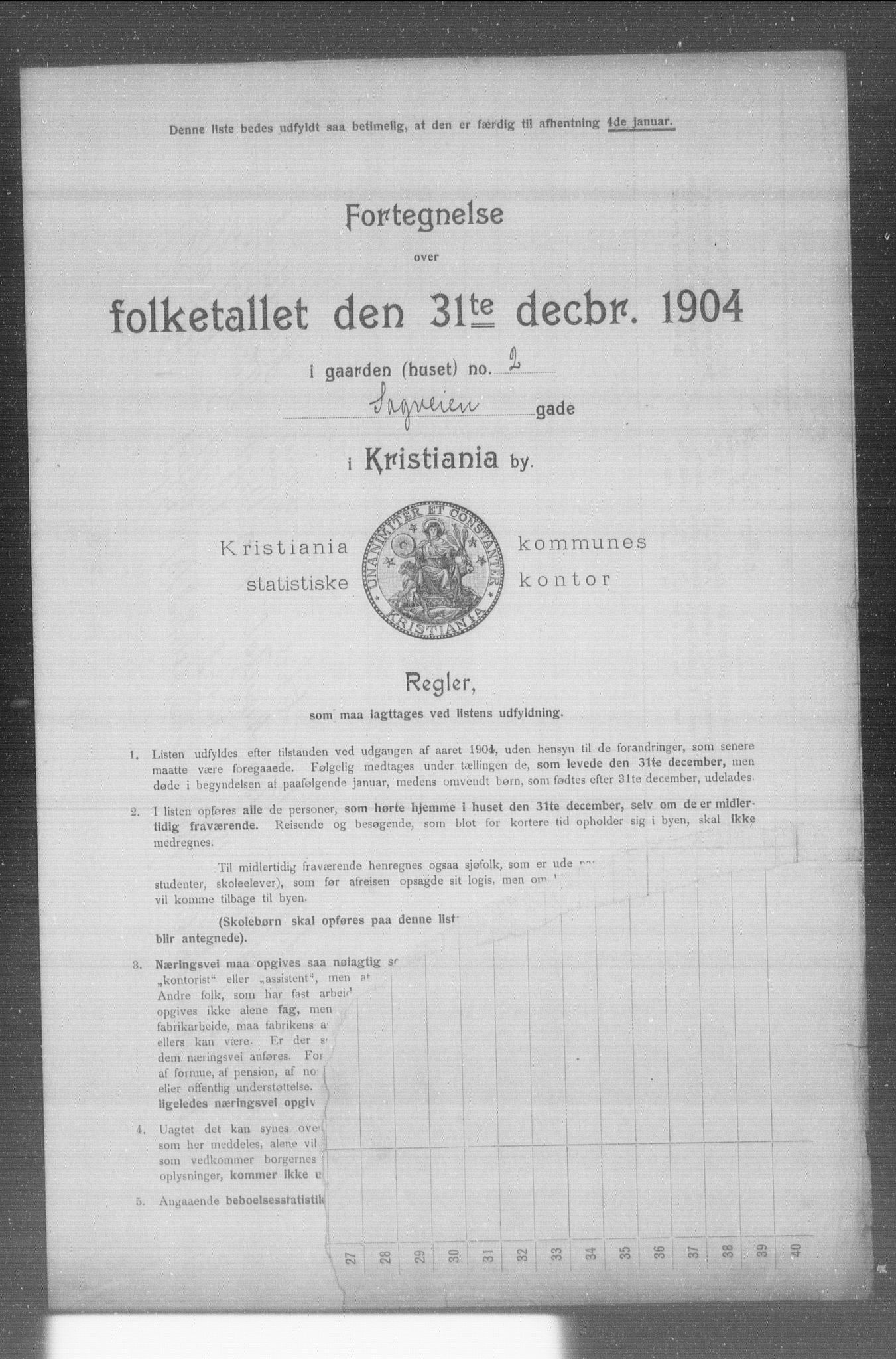 OBA, Municipal Census 1904 for Kristiania, 1904, p. 16654