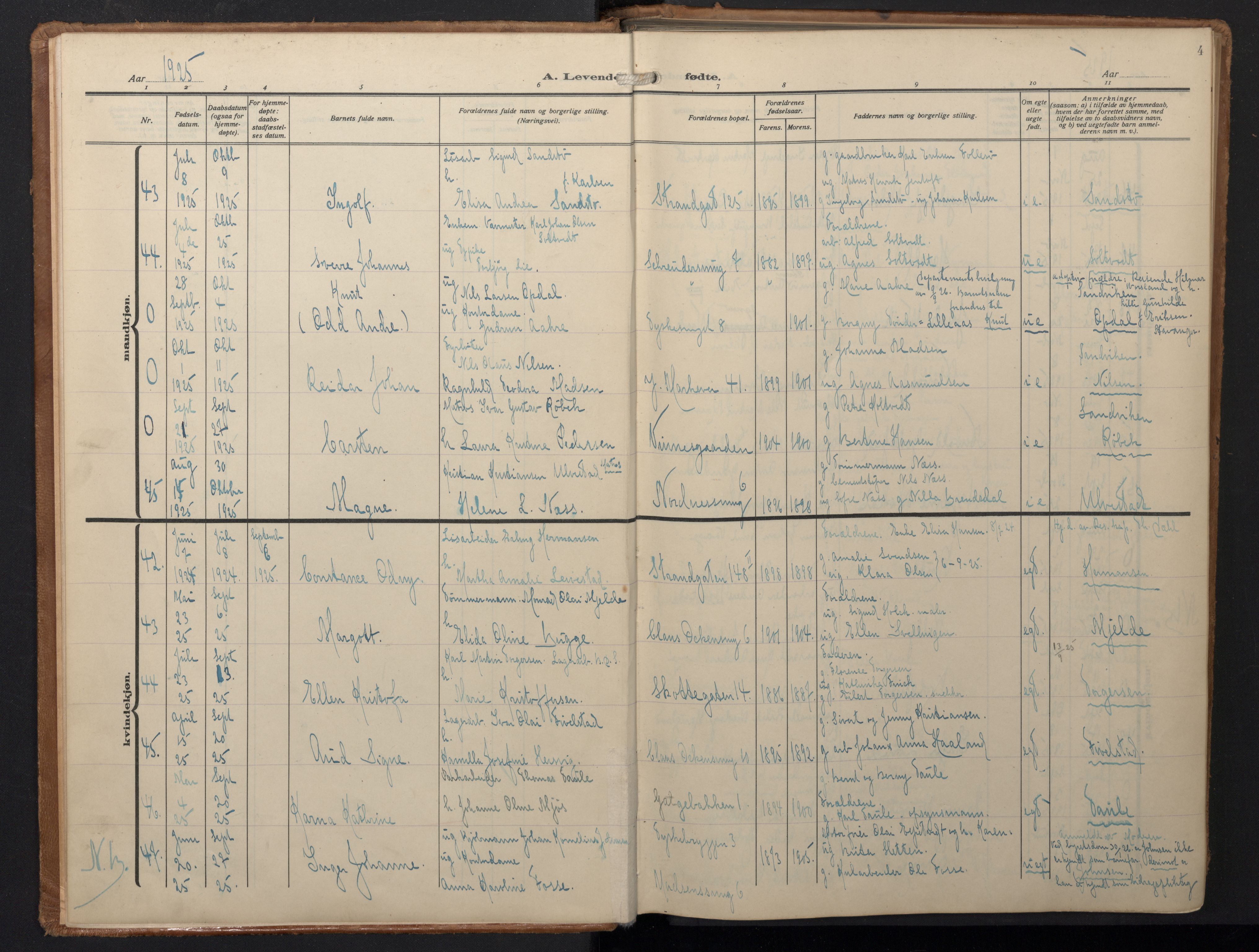Nykirken Sokneprestembete, AV/SAB-A-77101/H/Hab: Parish register (copy) no. B 9, 1925-1948, p. 4
