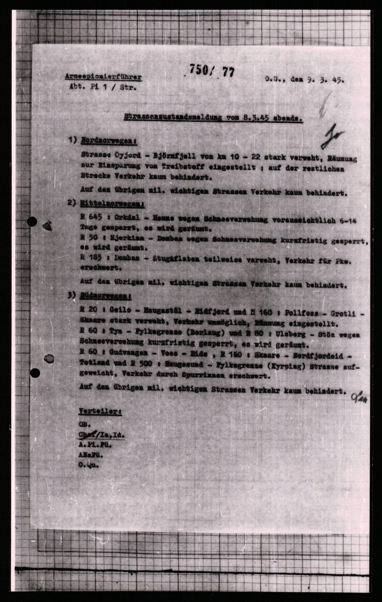 Forsvarets Overkommando. 2 kontor. Arkiv 11.4. Spredte tyske arkivsaker, AV/RA-RAFA-7031/D/Dar/Dara/L0008: Krigsdagbøker for 20. Gebirgs-Armee-Oberkommando (AOK 20), 1945, p. 324