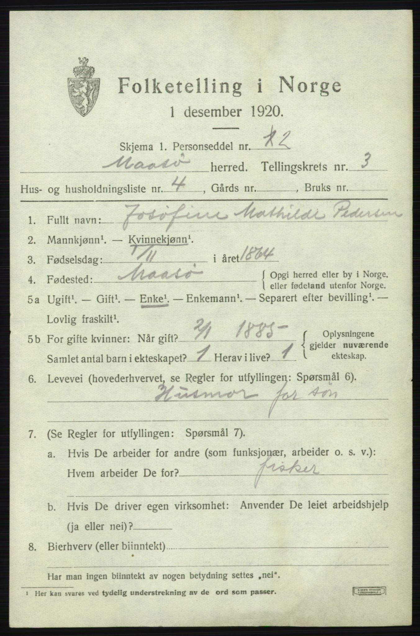 SATØ, 1920 census for Måsøy, 1920, p. 1608