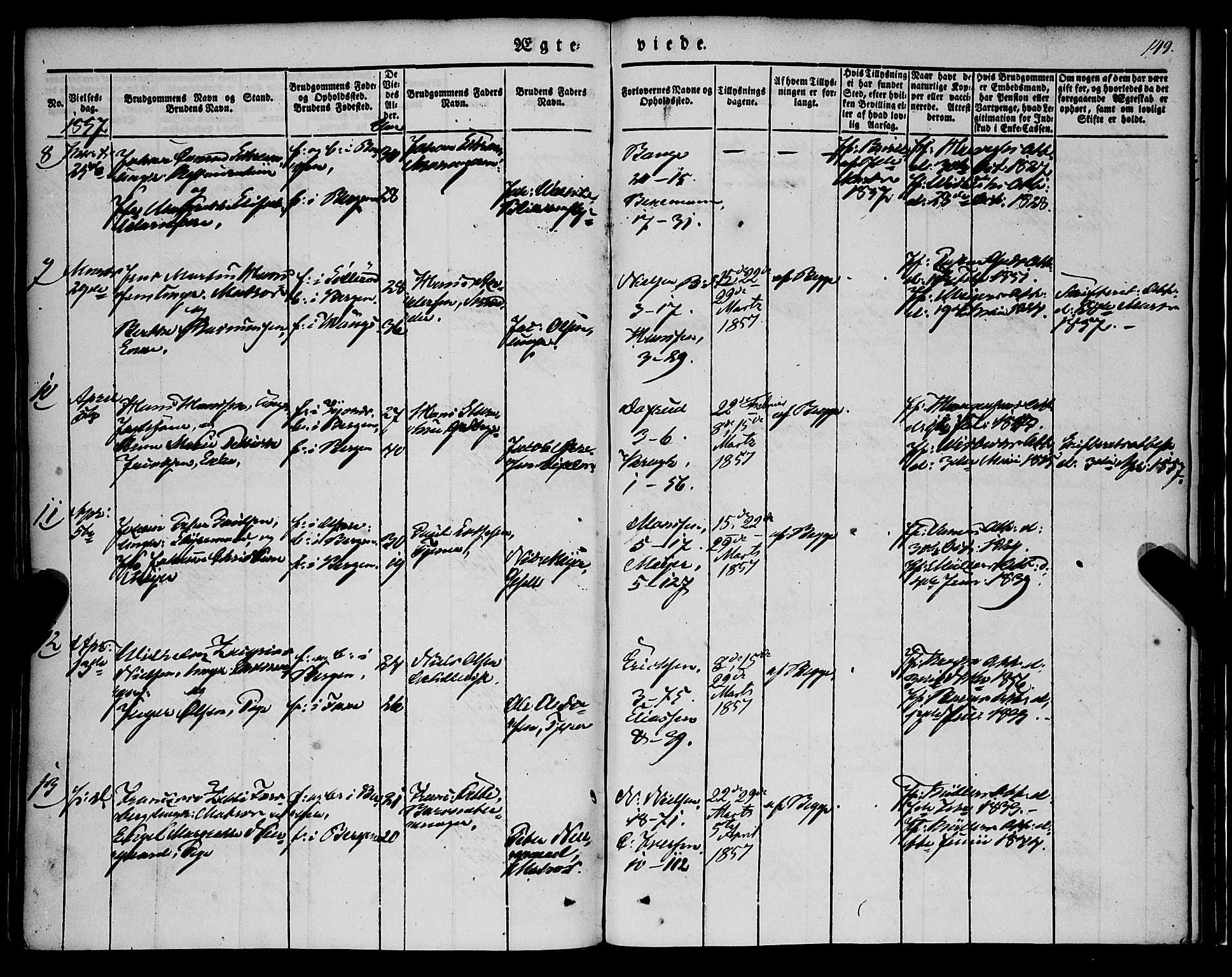 Nykirken Sokneprestembete, AV/SAB-A-77101/H/Haa/L0031: Parish register (official) no. D 1, 1834-1861, p. 149