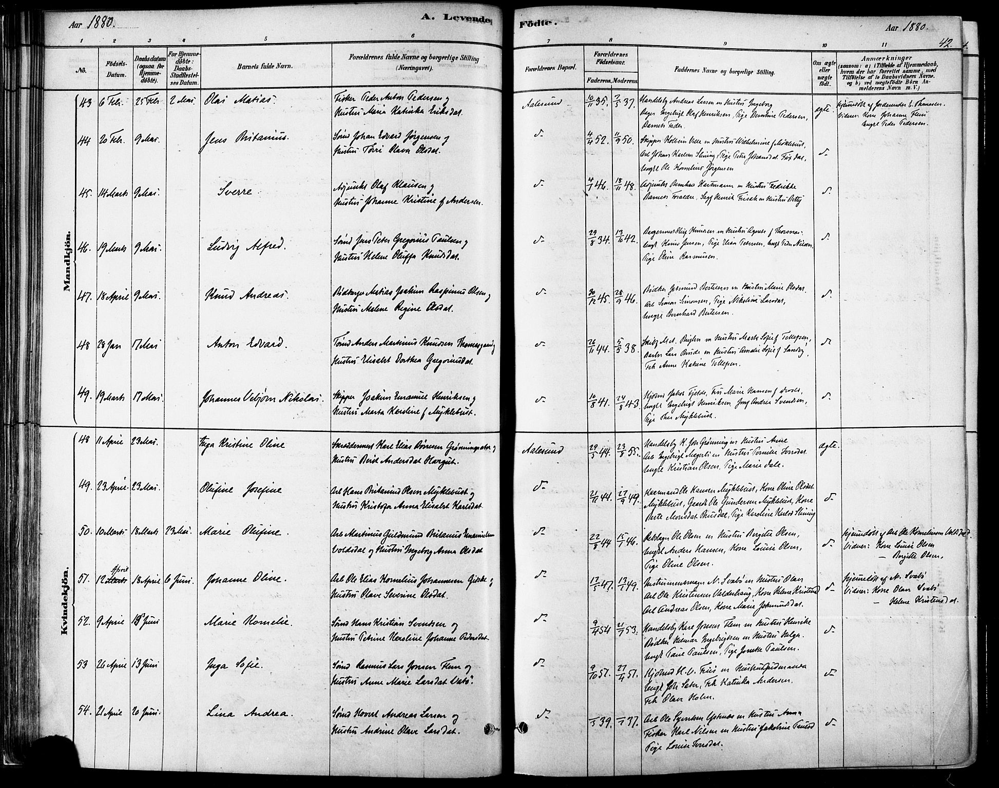 Ministerialprotokoller, klokkerbøker og fødselsregistre - Møre og Romsdal, AV/SAT-A-1454/529/L0454: Parish register (official) no. 529A04, 1878-1885, p. 42