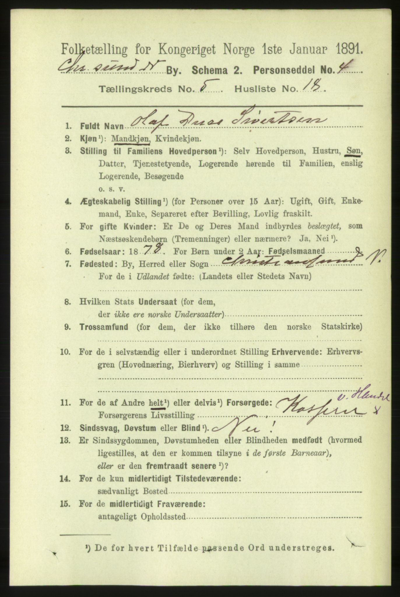 RA, 1891 census for 1503 Kristiansund, 1891, p. 4527