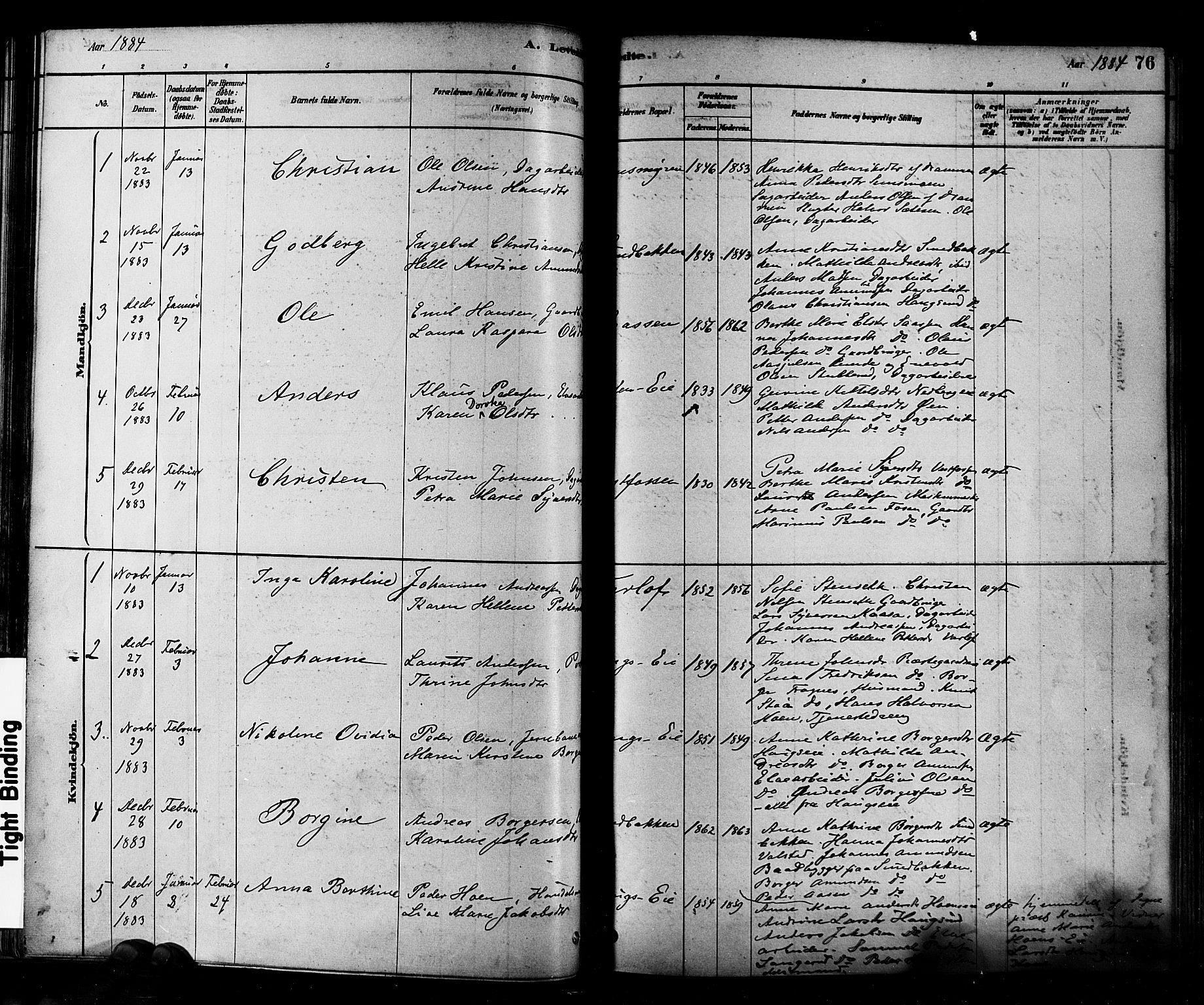 Eiker kirkebøker, SAKO/A-4/F/Fb/L0001: Parish register (official) no. II 1, 1878-1888, p. 76