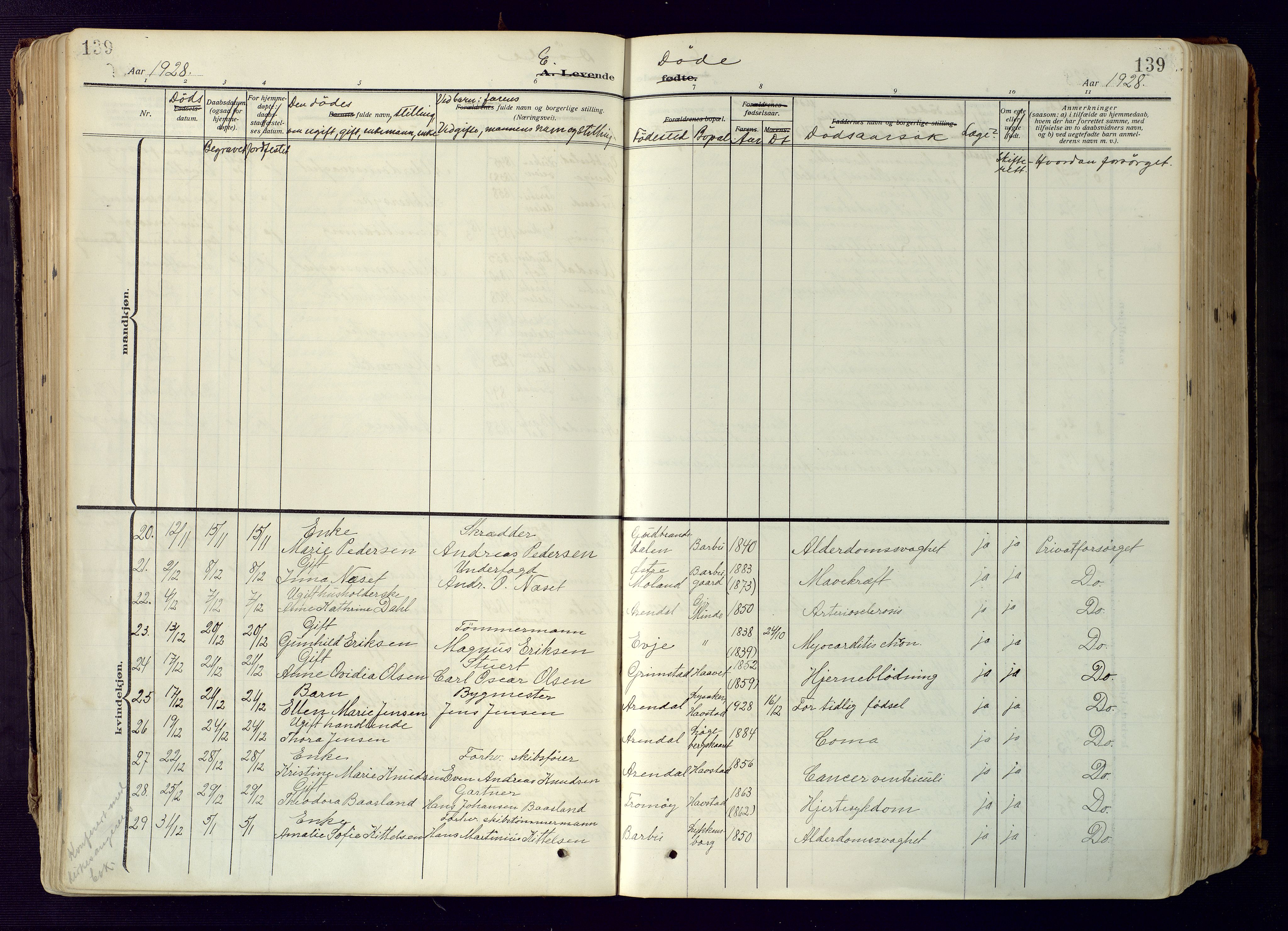 Barbu sokneprestkontor, SAK/1111-0003/F/Fa/L0006: Parish register (official) no. A 6, 1910-1929, p. 139