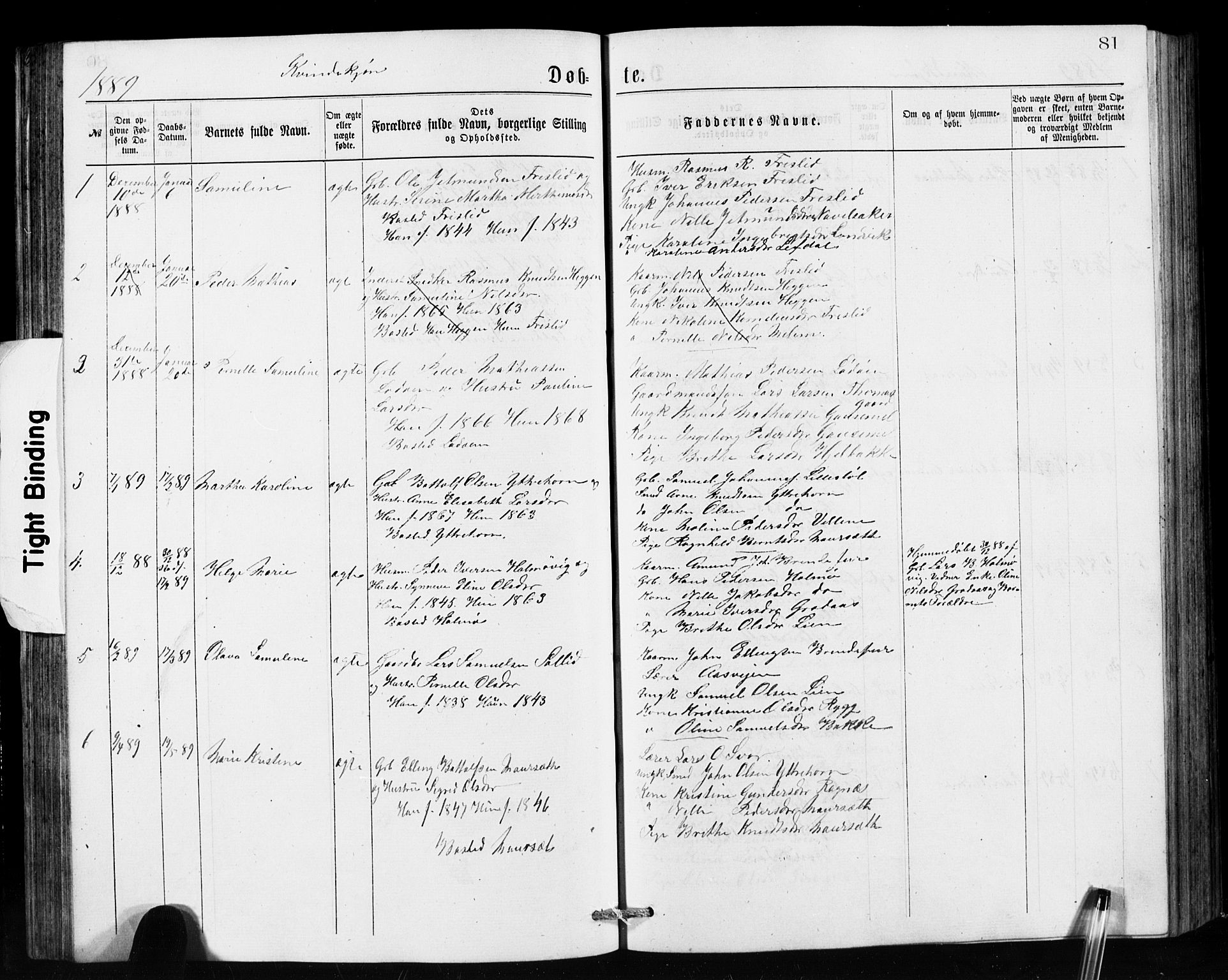 Hornindal sokneprestembete, SAB/A-82401/H/Hab: Parish register (copy) no. A 1, 1876-1894, p. 81