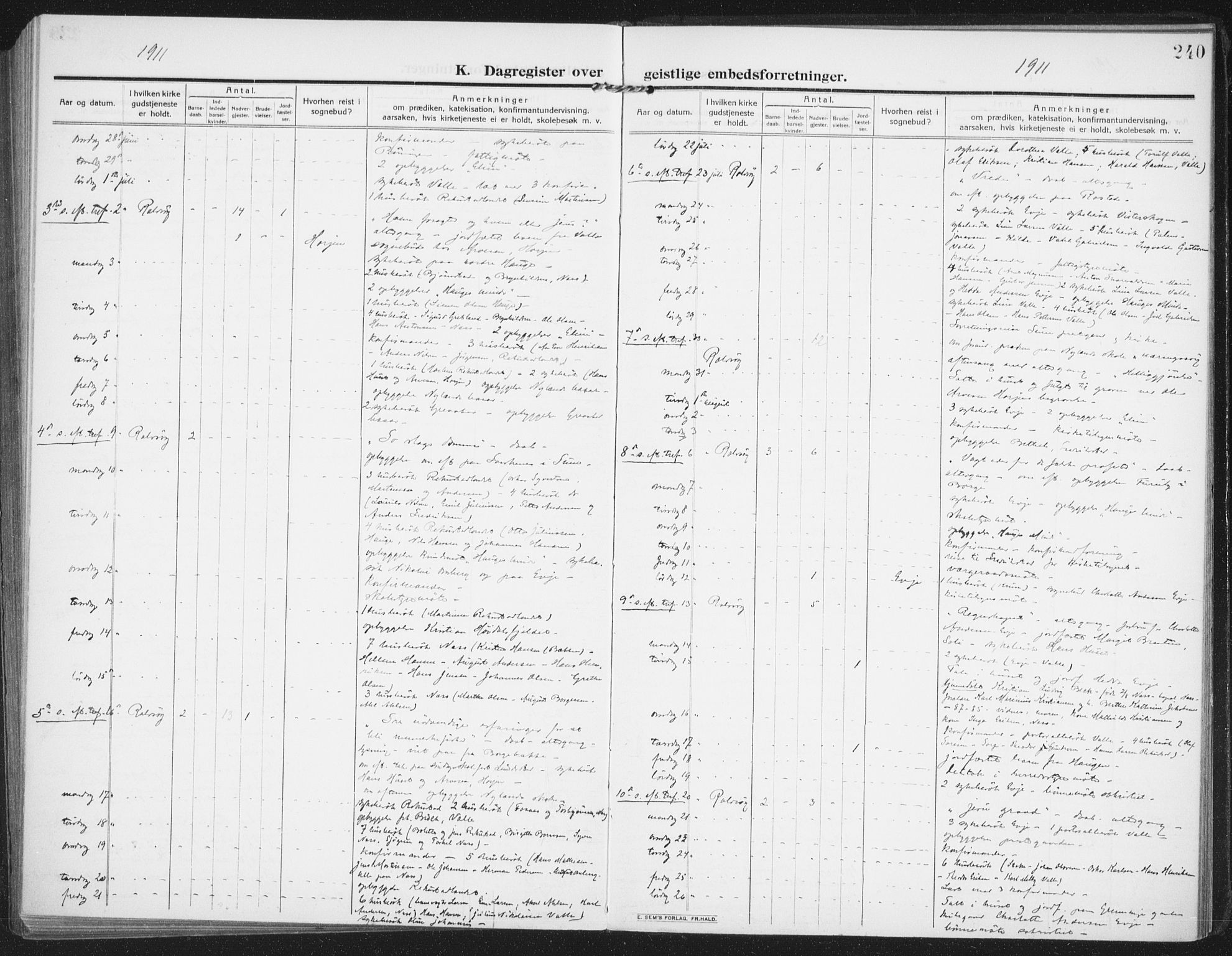 Rolvsøy prestekontor Kirkebøker, AV/SAO-A-2004/F/Fa/L0002: Parish register (official) no. 2, 1909-1917, p. 240