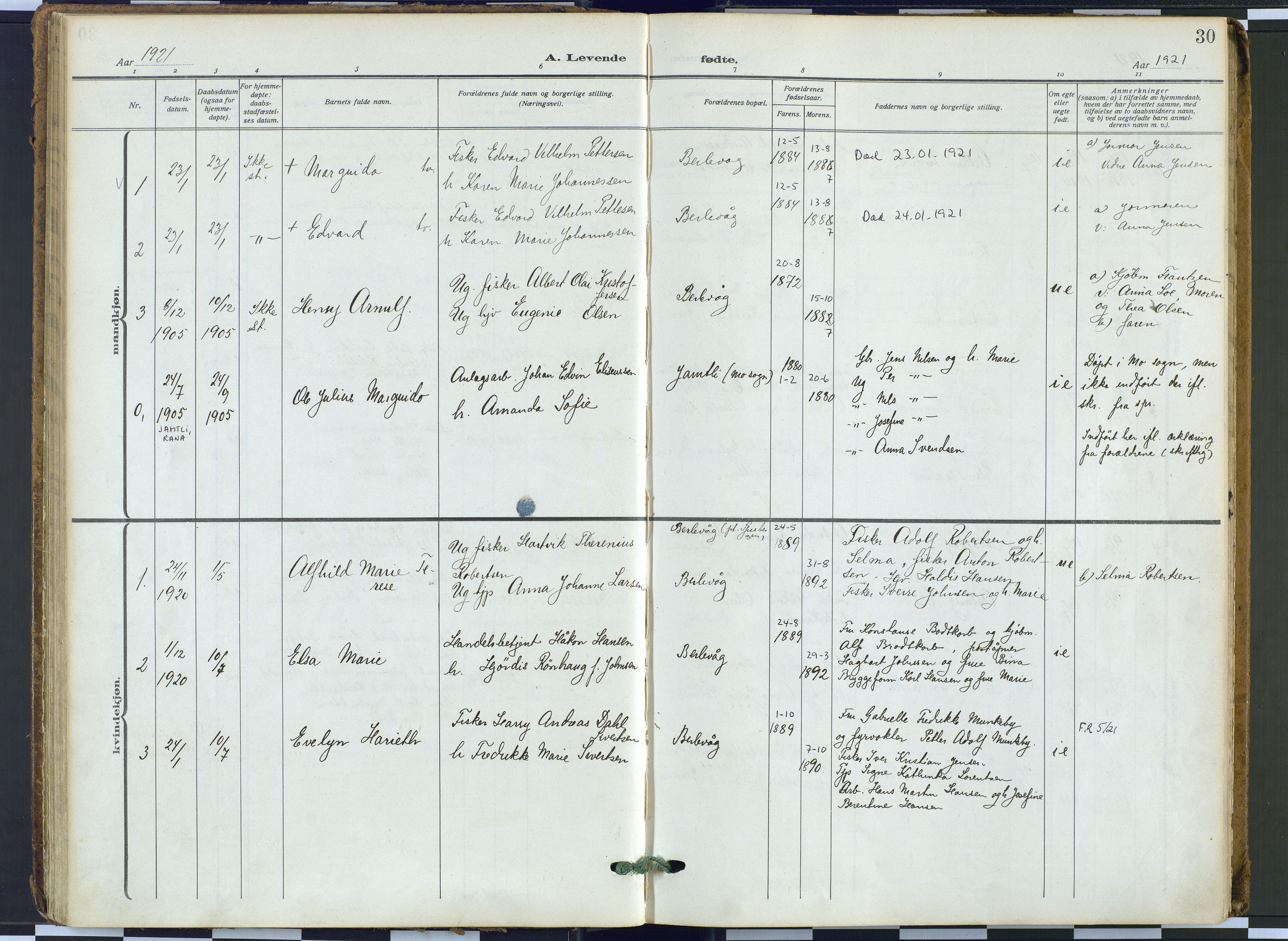 Tana sokneprestkontor, AV/SATØ-S-1334/H/Ha: Parish register (official) no. 9, 1914-1930, p. 30