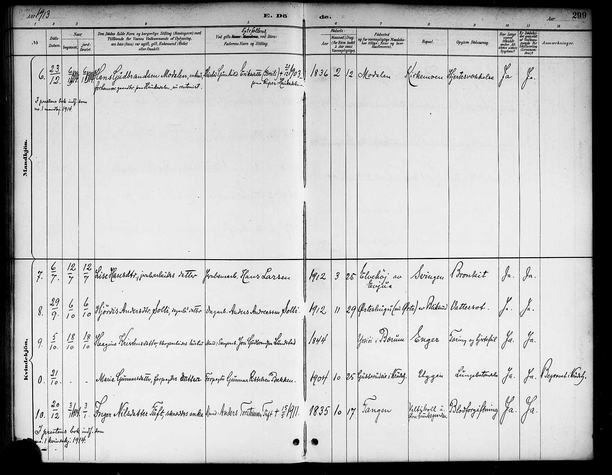 Lunder kirkebøker, AV/SAKO-A-629/G/Ga/L0004: Parish register (copy) no. I 4, 1889-1917, p. 299