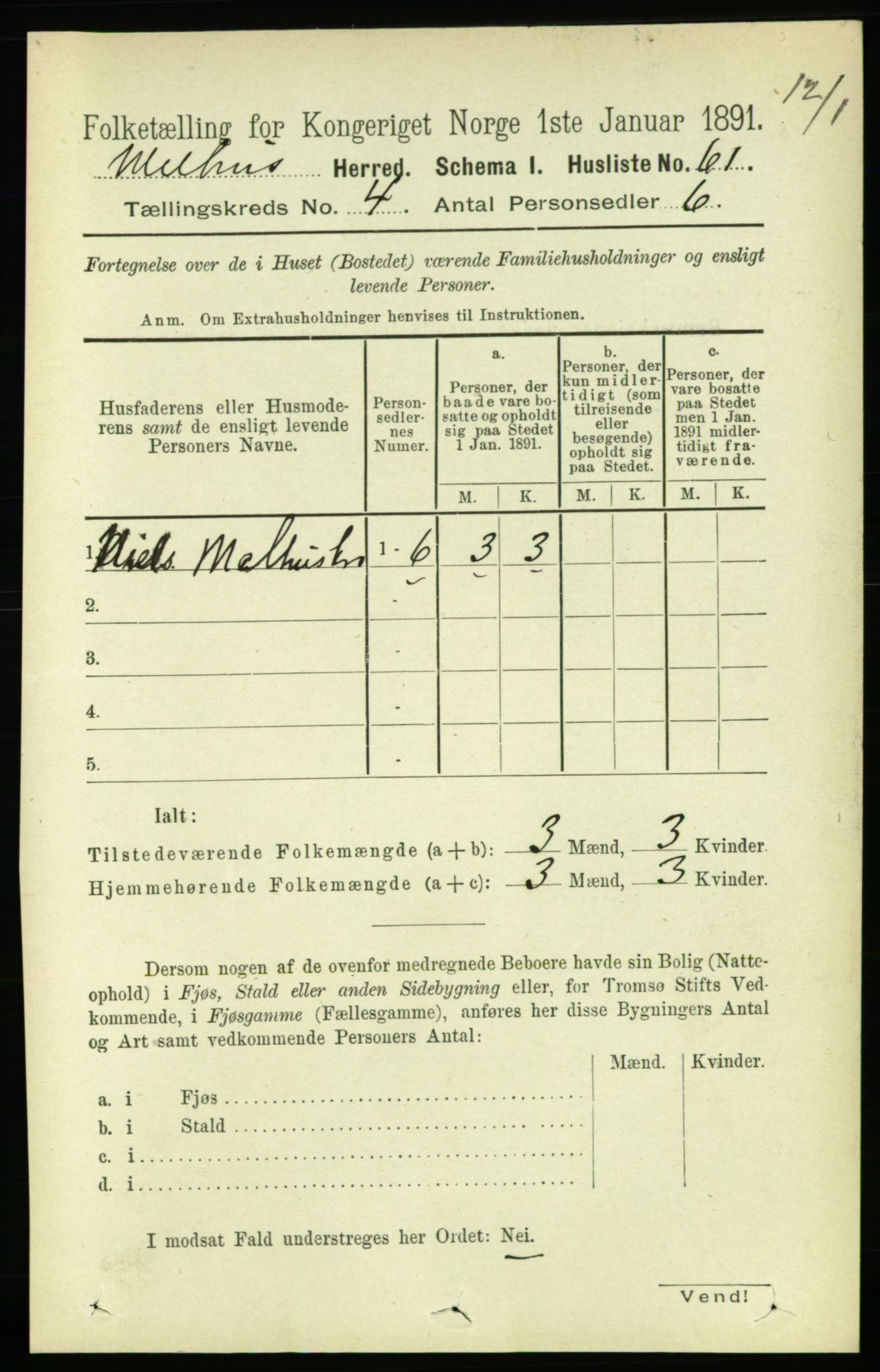 RA, 1891 census for 1653 Melhus, 1891, p. 1962