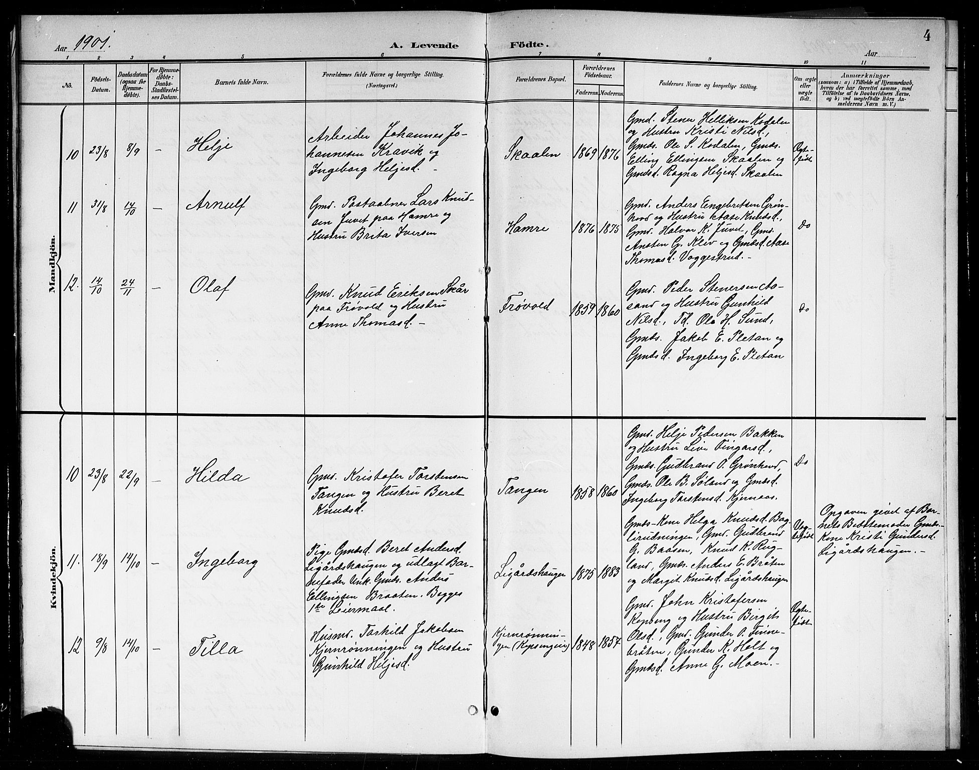 Sigdal kirkebøker, SAKO/A-245/G/Gb/L0003: Parish register (copy) no. II 3, 1901-1916, p. 4