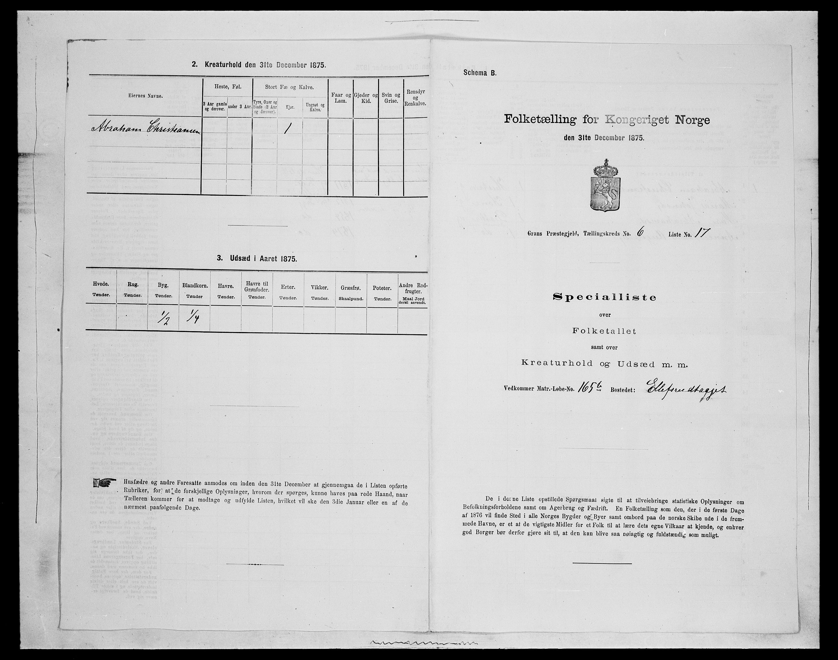 SAH, 1875 census for 0534P Gran, 1875, p. 1053