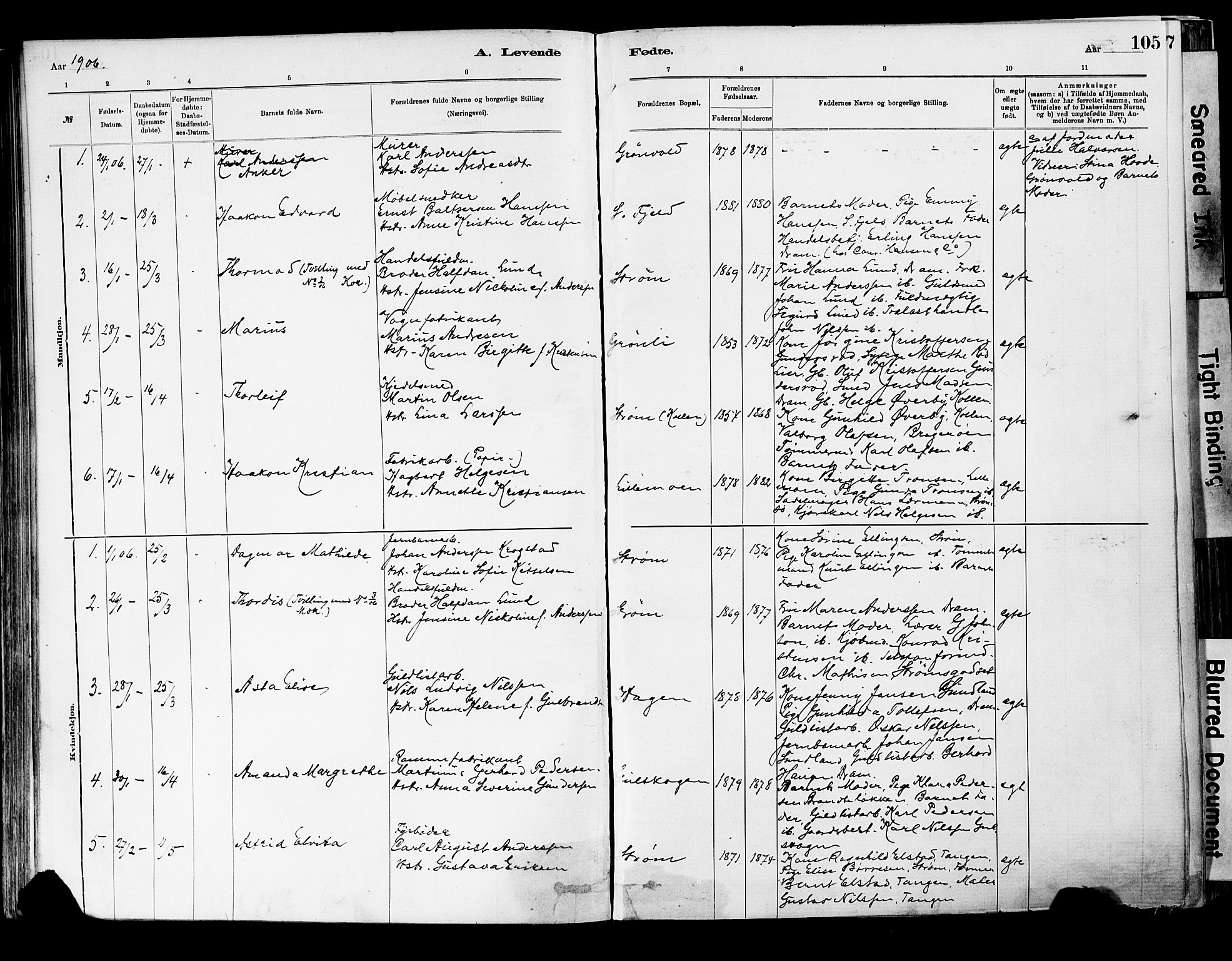 Strømsgodset kirkebøker, AV/SAKO-A-324/F/Fa/L0001: Parish register (official) no. 1, 1885-1909, p. 105