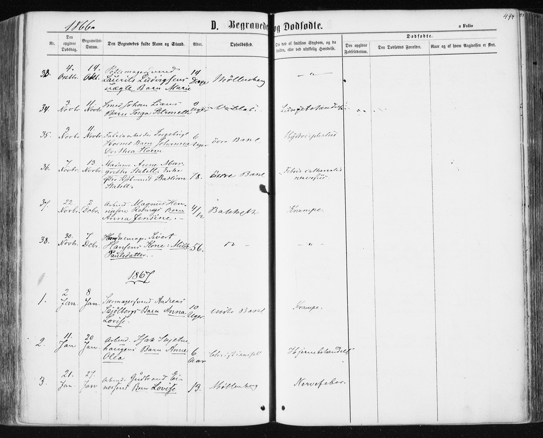 Ministerialprotokoller, klokkerbøker og fødselsregistre - Sør-Trøndelag, SAT/A-1456/604/L0186: Parish register (official) no. 604A07, 1866-1877, p. 497