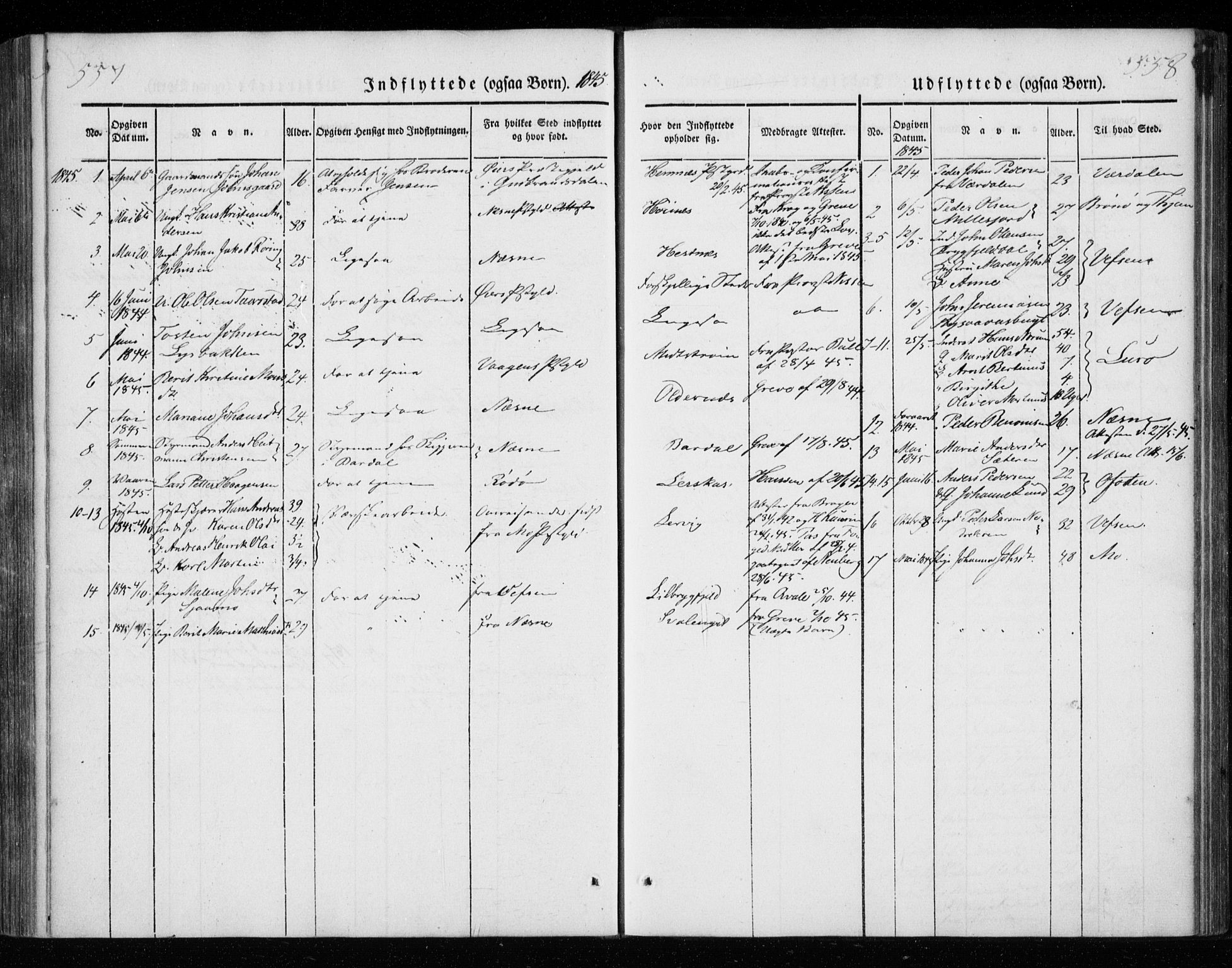 Ministerialprotokoller, klokkerbøker og fødselsregistre - Nordland, AV/SAT-A-1459/825/L0355: Parish register (official) no. 825A09, 1842-1863, p. 557-558