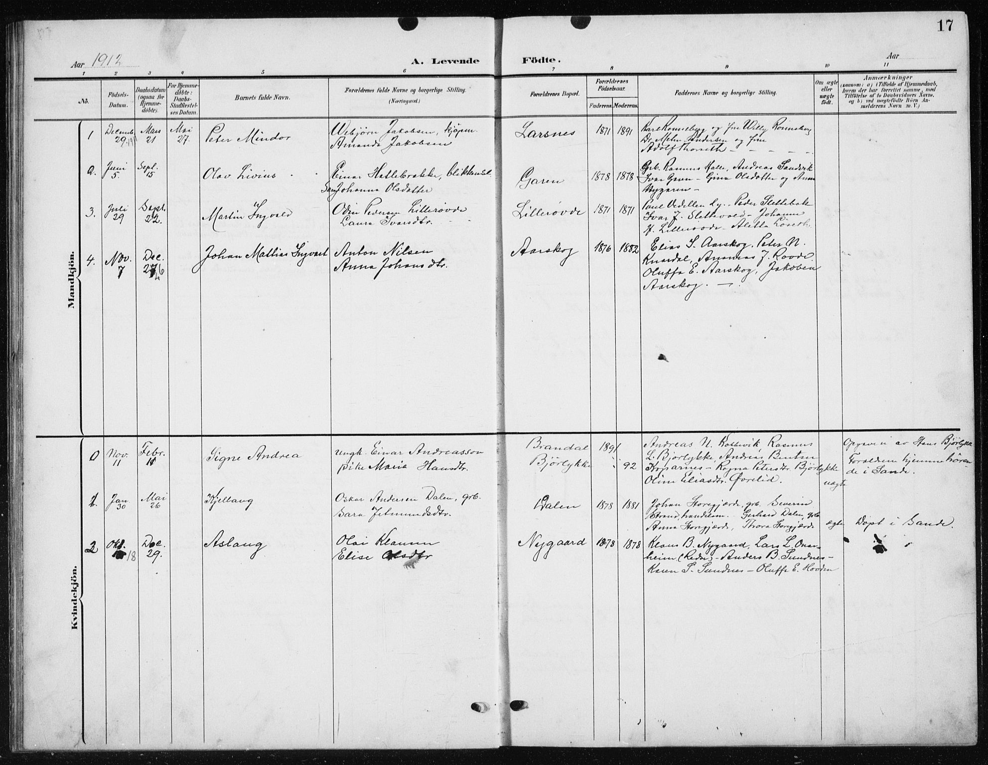 Ministerialprotokoller, klokkerbøker og fødselsregistre - Møre og Romsdal, AV/SAT-A-1454/504/L0061: Parish register (copy) no. 504C03, 1902-1940, p. 17