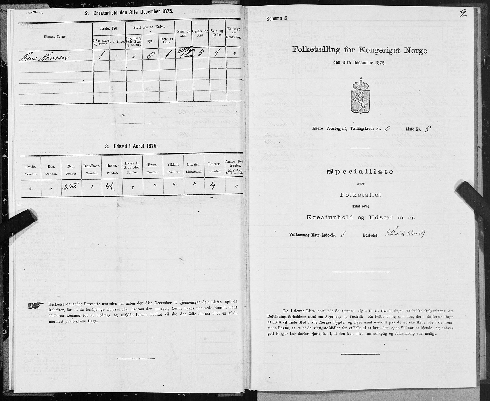 SAT, 1875 census for 1545P Aukra, 1875, p. 3009