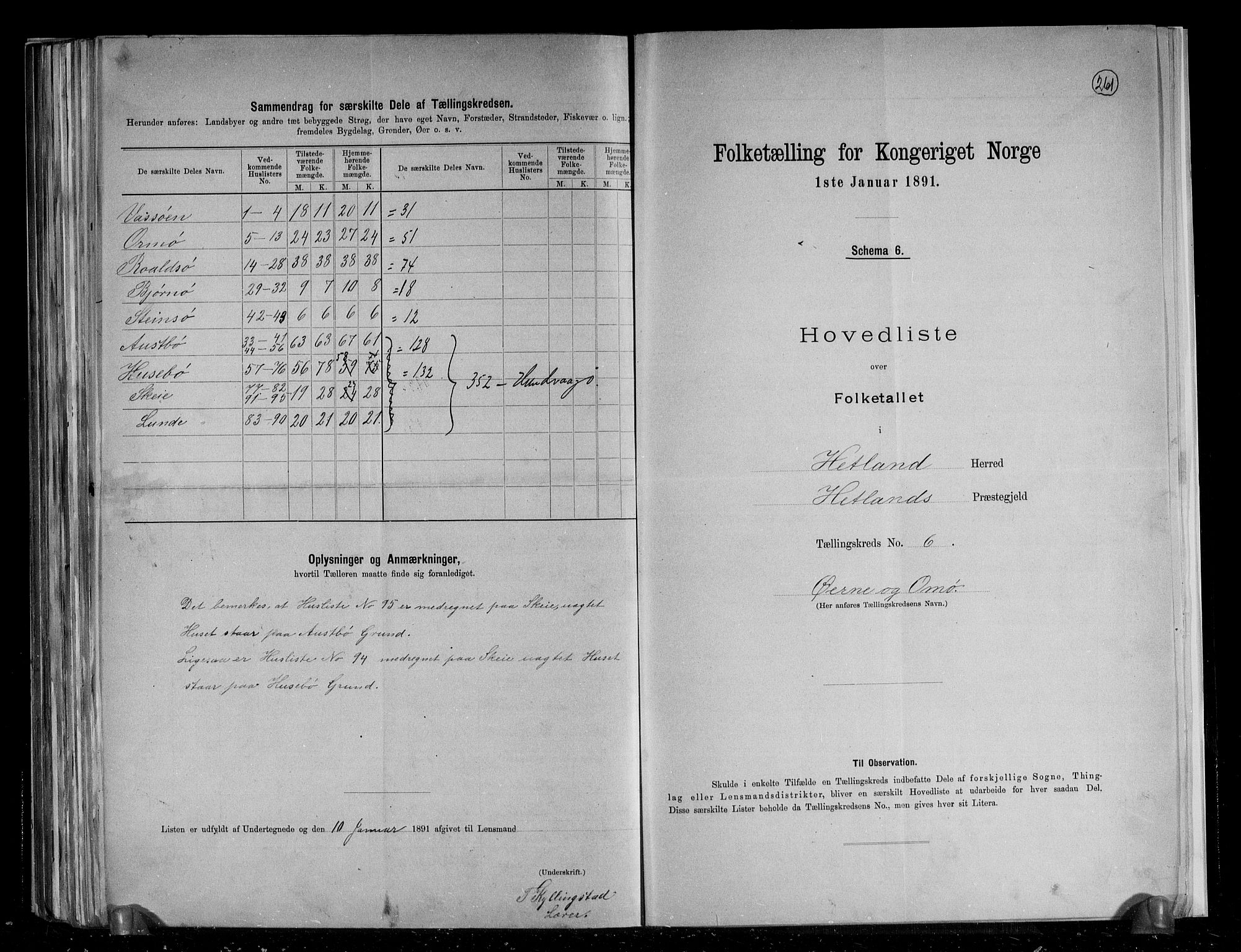 RA, 1891 census for 1126 Hetland, 1891, p. 18