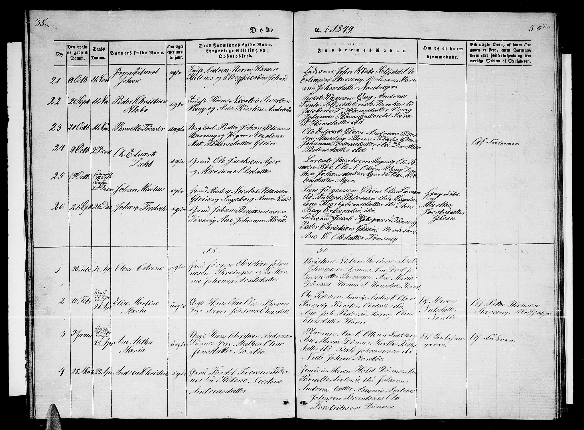 Ministerialprotokoller, klokkerbøker og fødselsregistre - Nordland, SAT/A-1459/835/L0530: Parish register (copy) no. 835C02, 1842-1865, p. 35-36