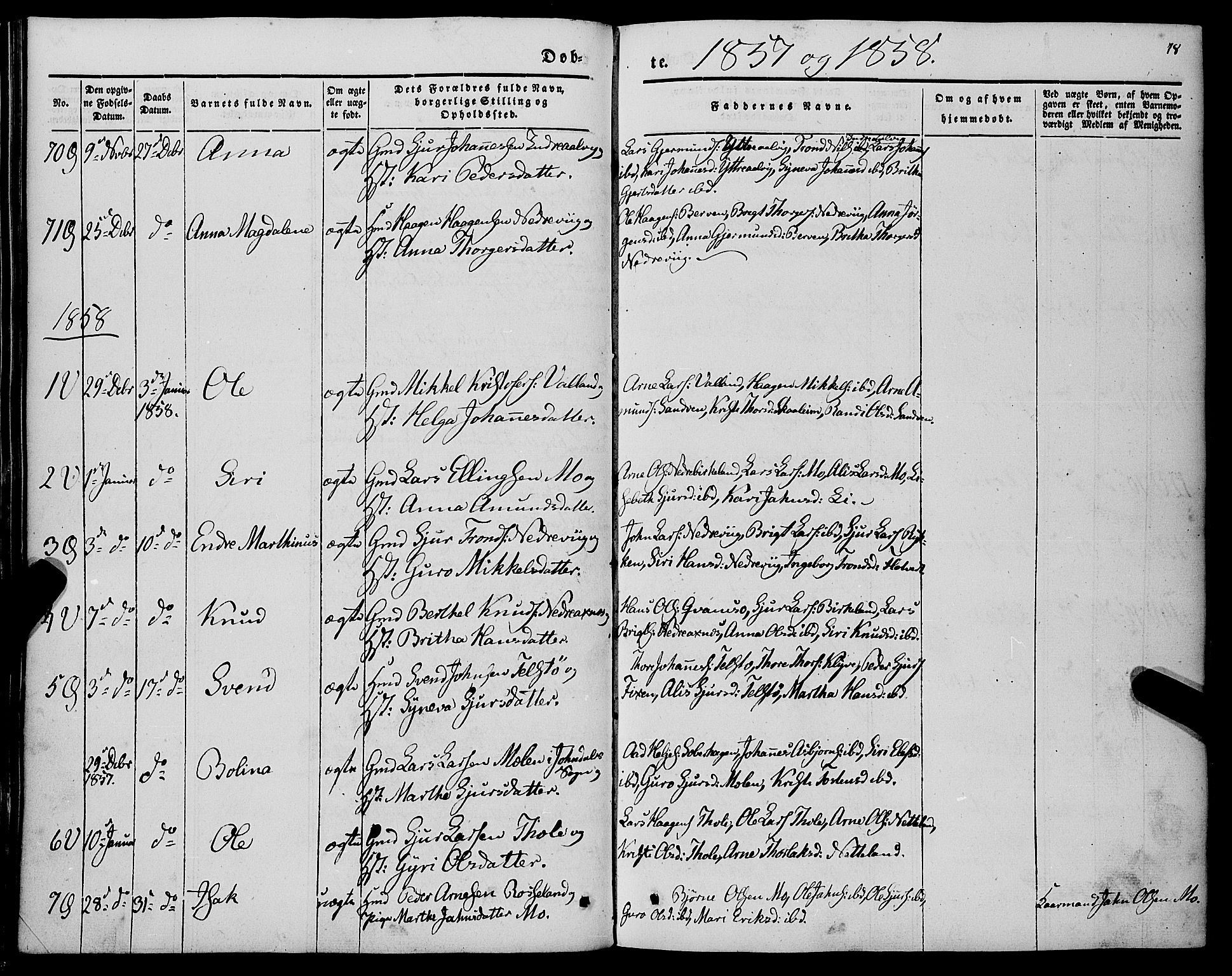 Kvam sokneprestembete, AV/SAB-A-76201/H/Haa: Parish register (official) no. A 8, 1844-1863, p. 78