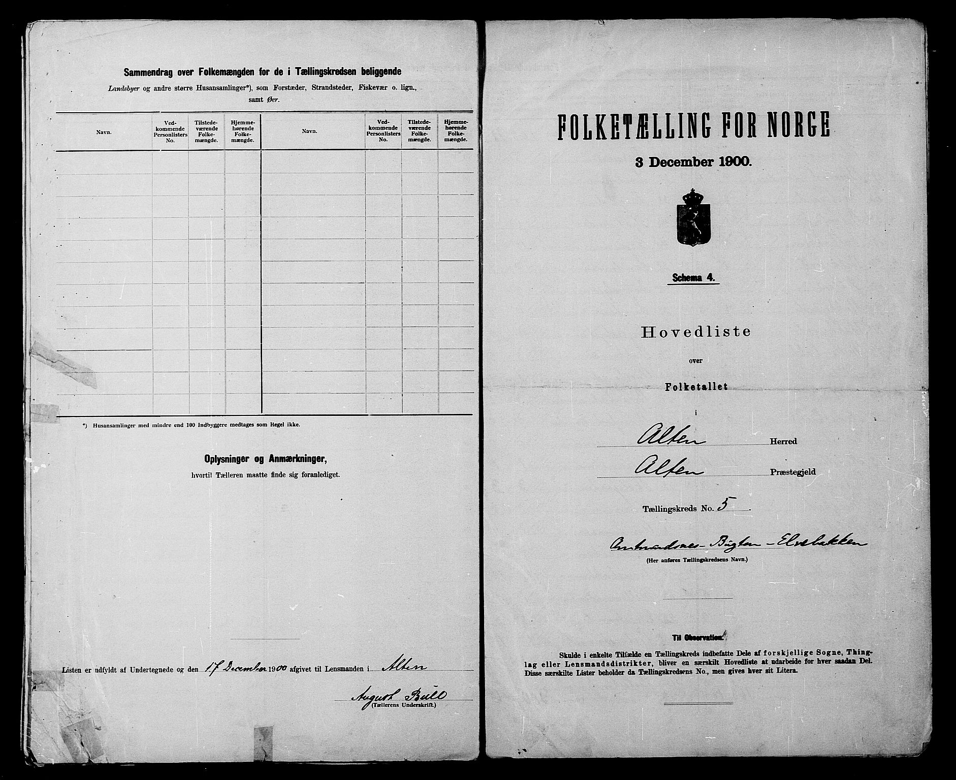 SATØ, 1900 census for Alta, 1900, p. 12