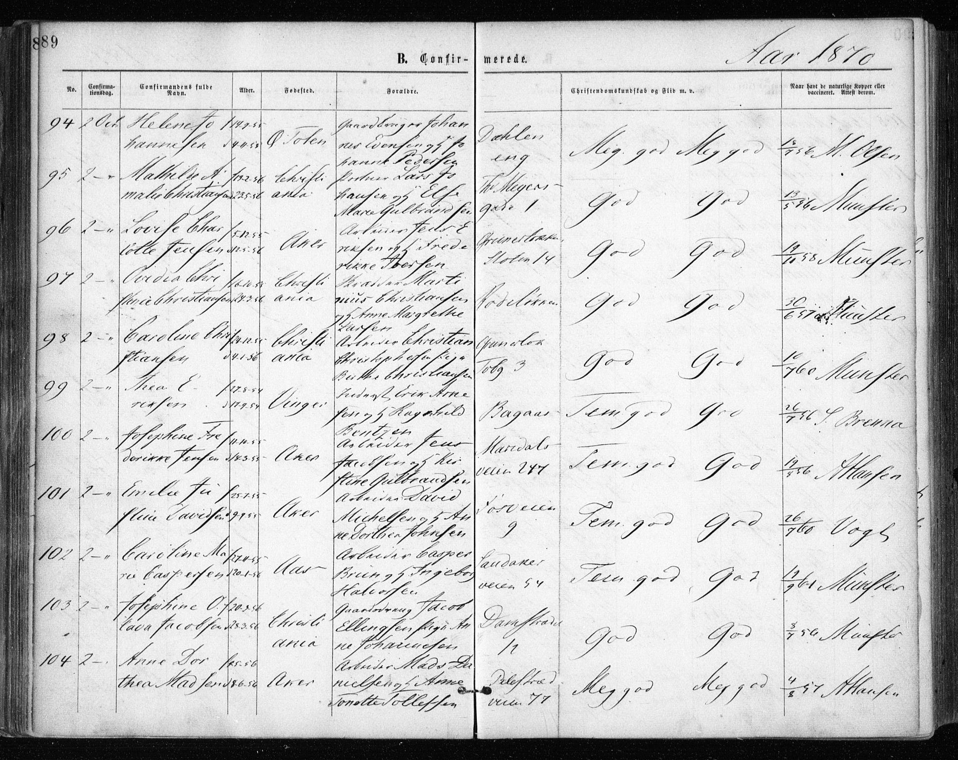 Gamle Aker prestekontor Kirkebøker, AV/SAO-A-10617a/F/L0003: Parish register (official) no. 3, 1865-1873, p. 89