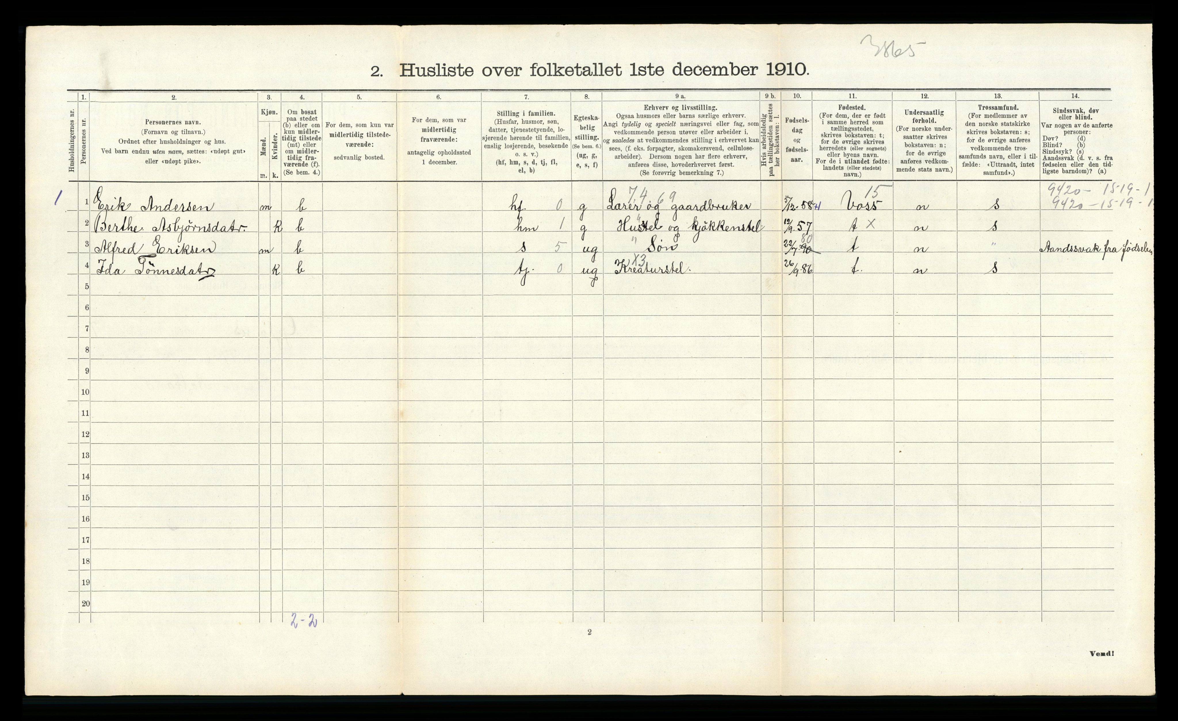 RA, 1910 census for Gyland, 1910, p. 283