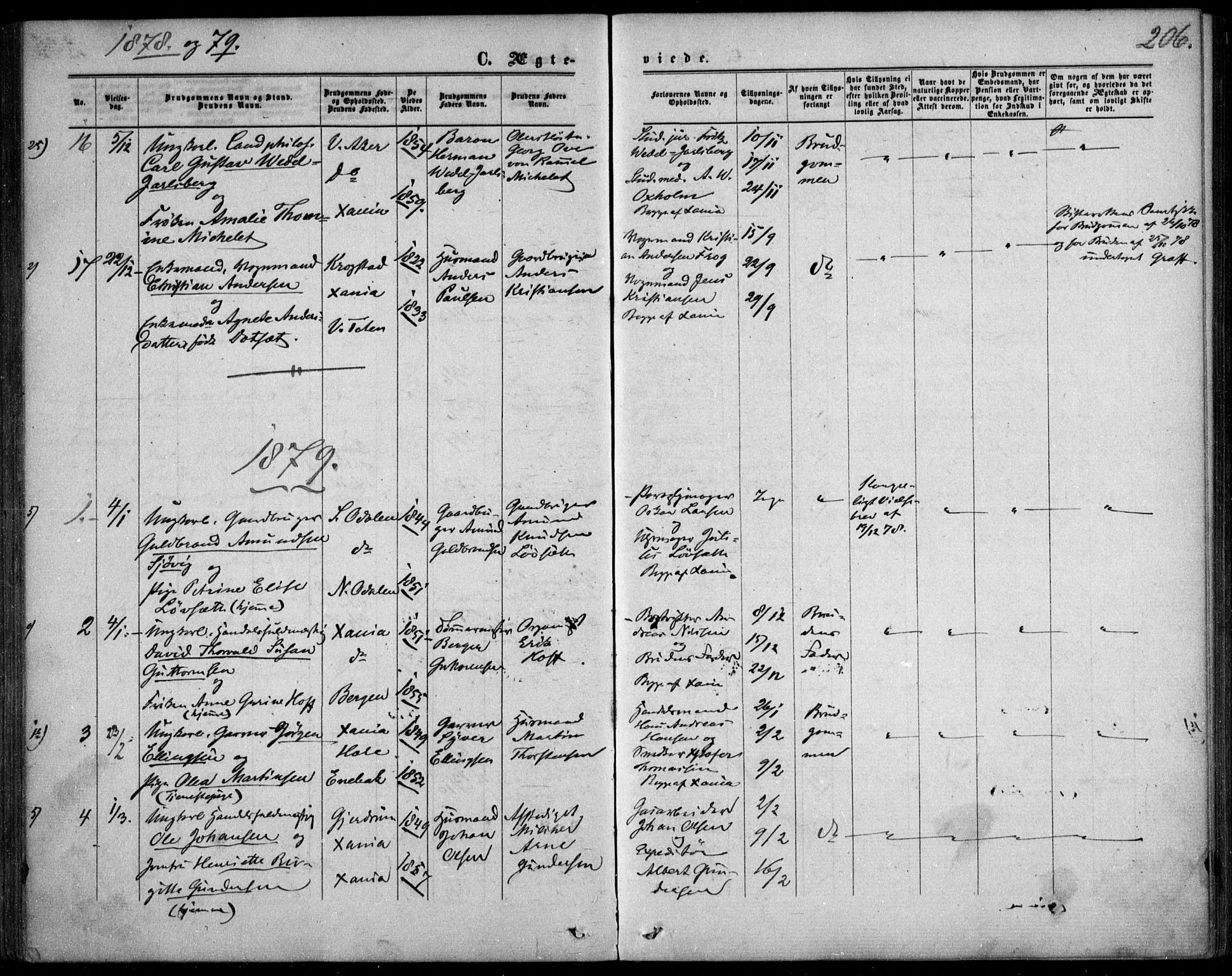 Garnisonsmenigheten Kirkebøker, SAO/A-10846/F/Fa/L0011: Parish register (official) no. 11, 1870-1880, p. 206