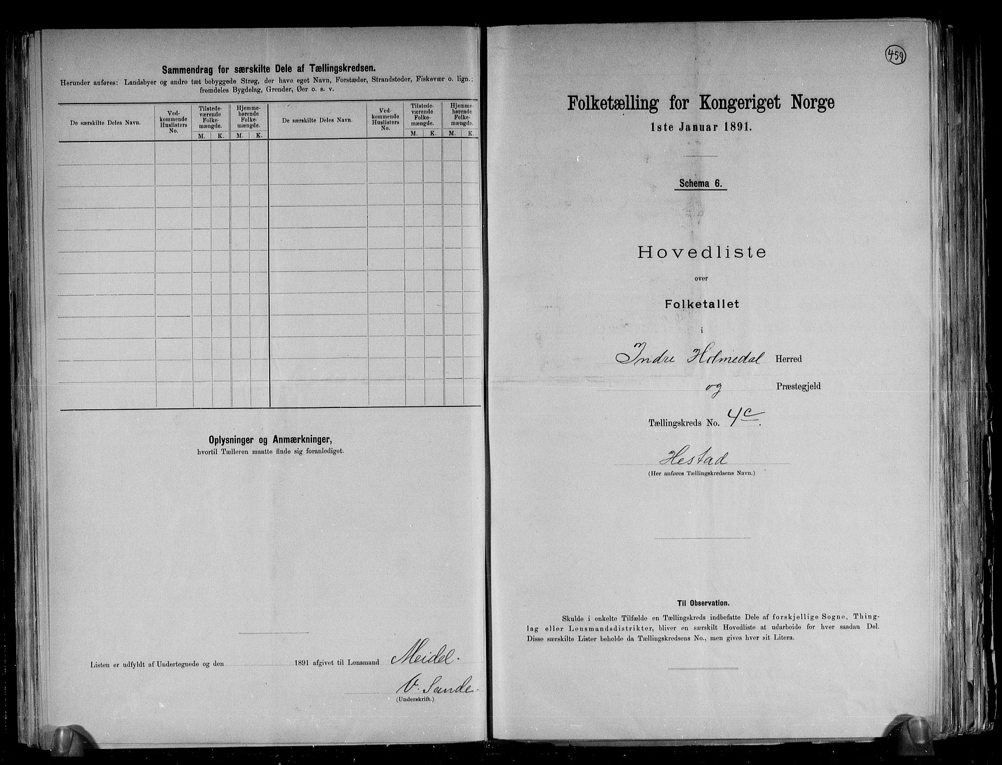 RA, 1891 census for 1430 Indre Holmedal, 1891, p. 14