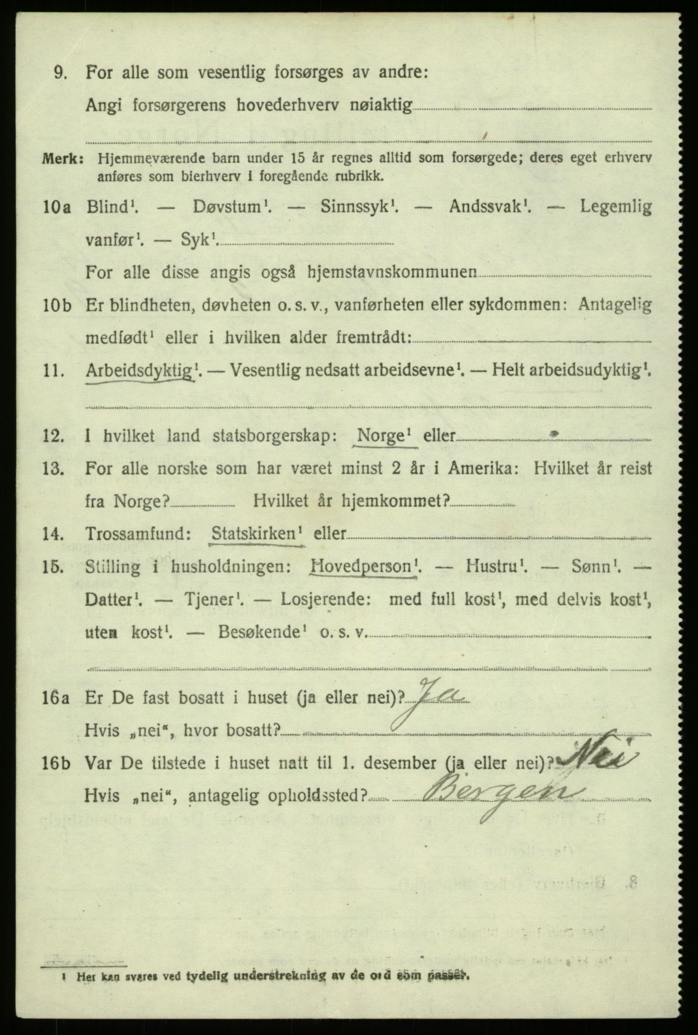 SAB, 1920 census for Hosanger, 1920, p. 6120