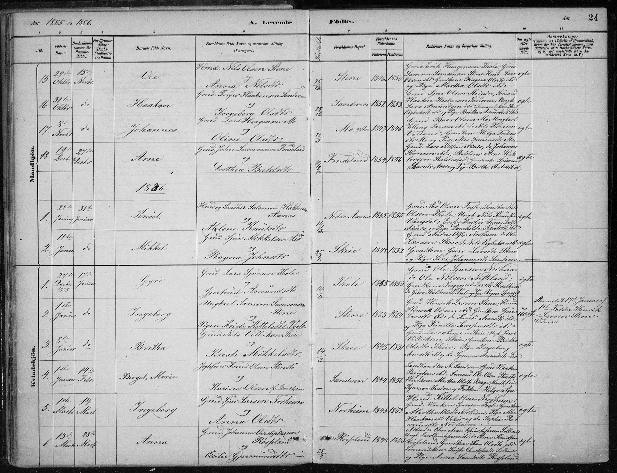 Kvam sokneprestembete, SAB/A-76201/H/Haa: Parish register (official) no. B  1, 1880-1908, p. 24