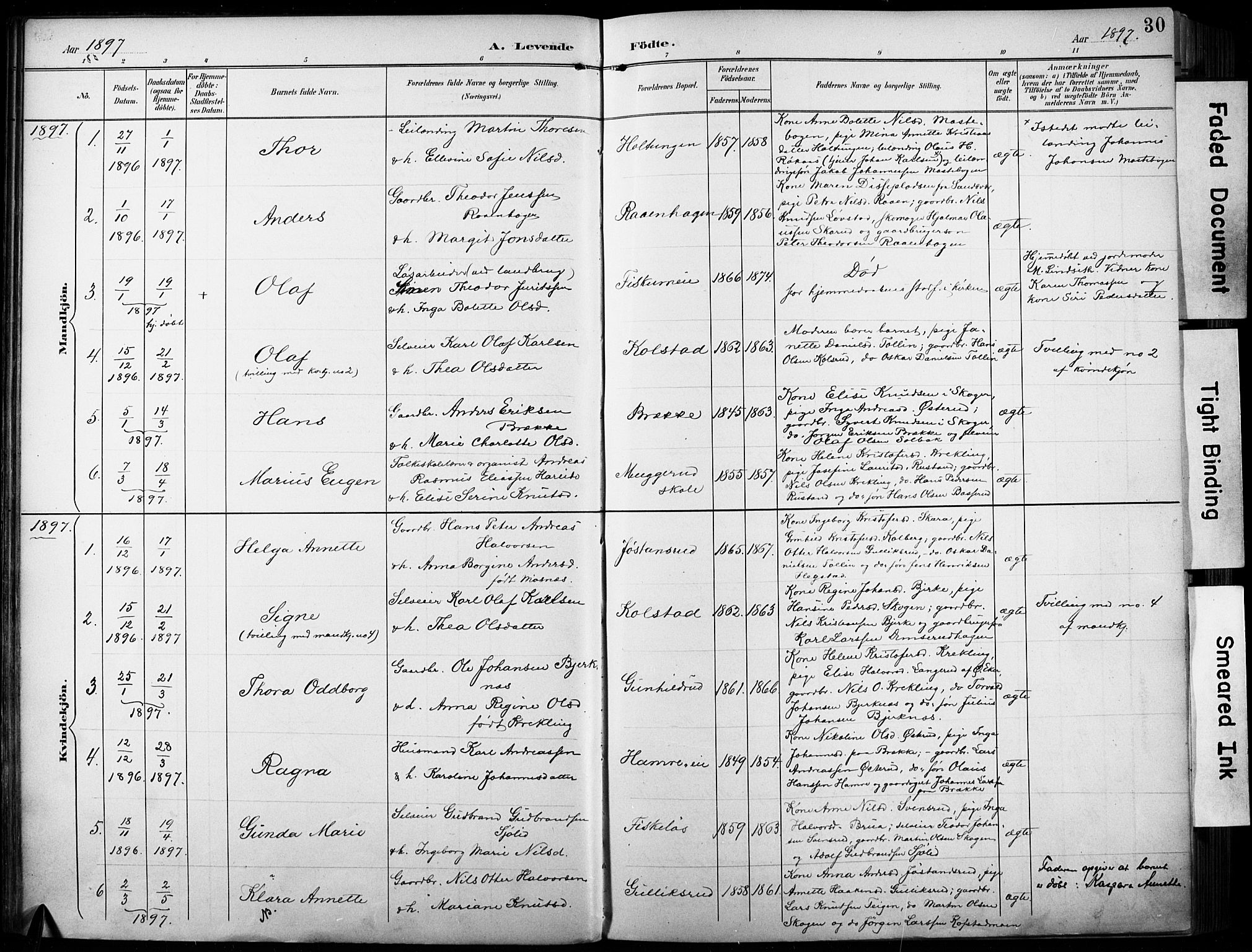 Fiskum kirkebøker, SAKO/A-15/F/Fa/L0003: Parish register (official) no. 3, 1890-1905, p. 30