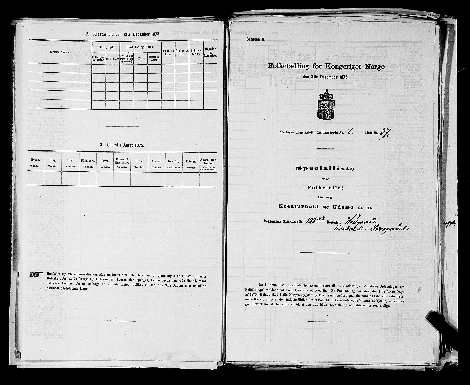 RA, 1875 census for 0118P Aremark, 1875, p. 889