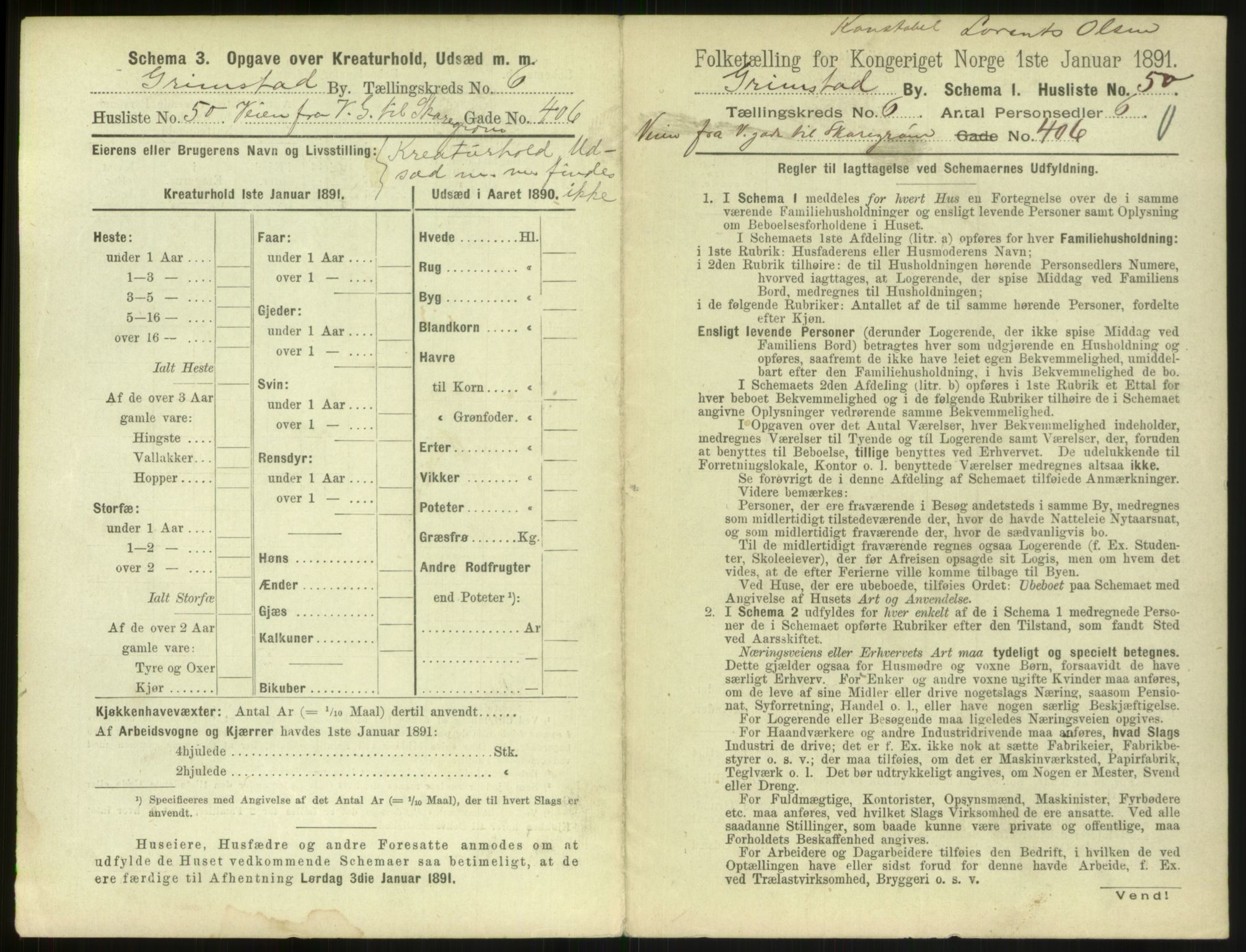 RA, 1891 census for 0904 Grimstad, 1891, p. 808
