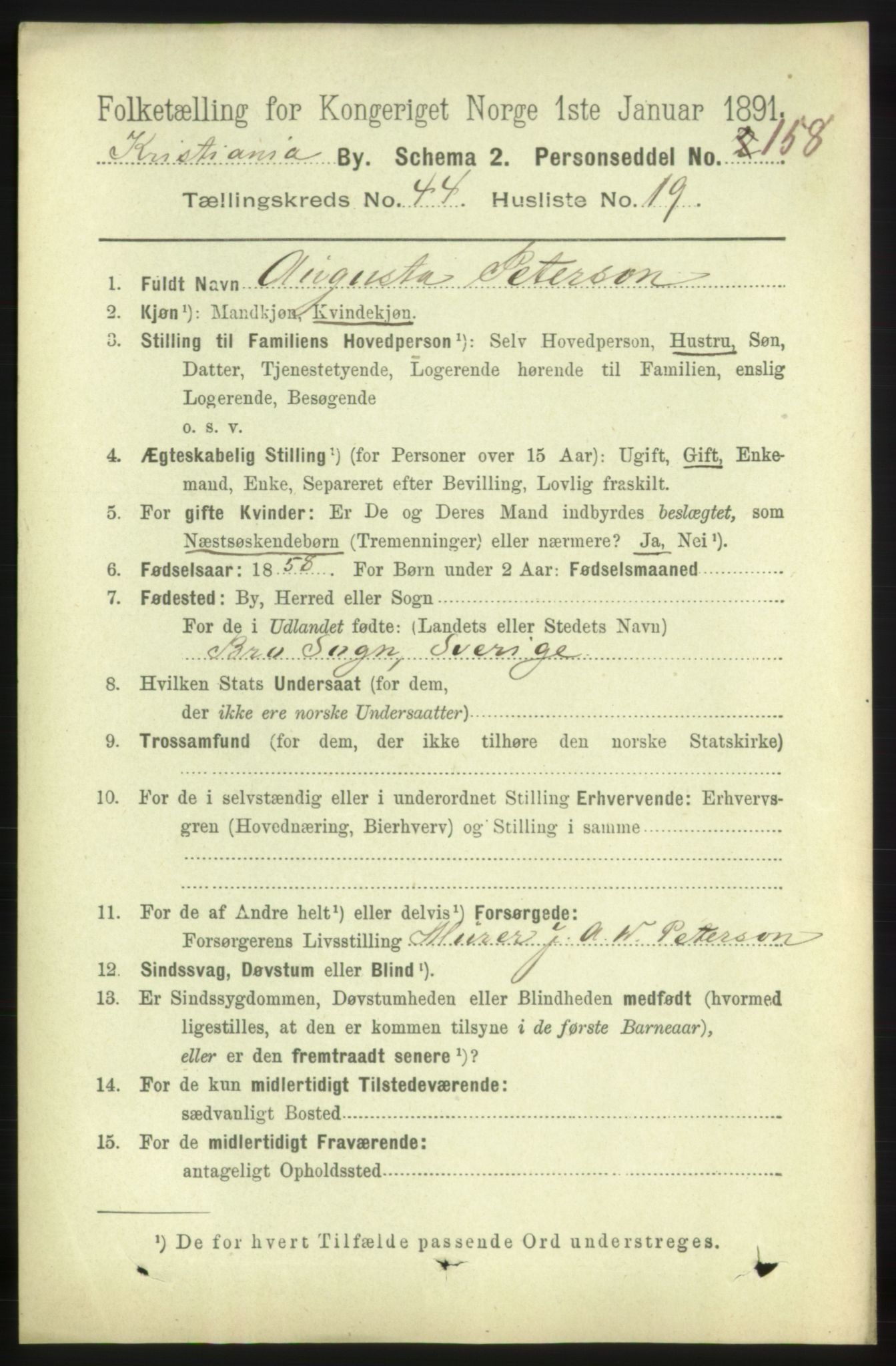 RA, 1891 census for 0301 Kristiania, 1891, p. 27480