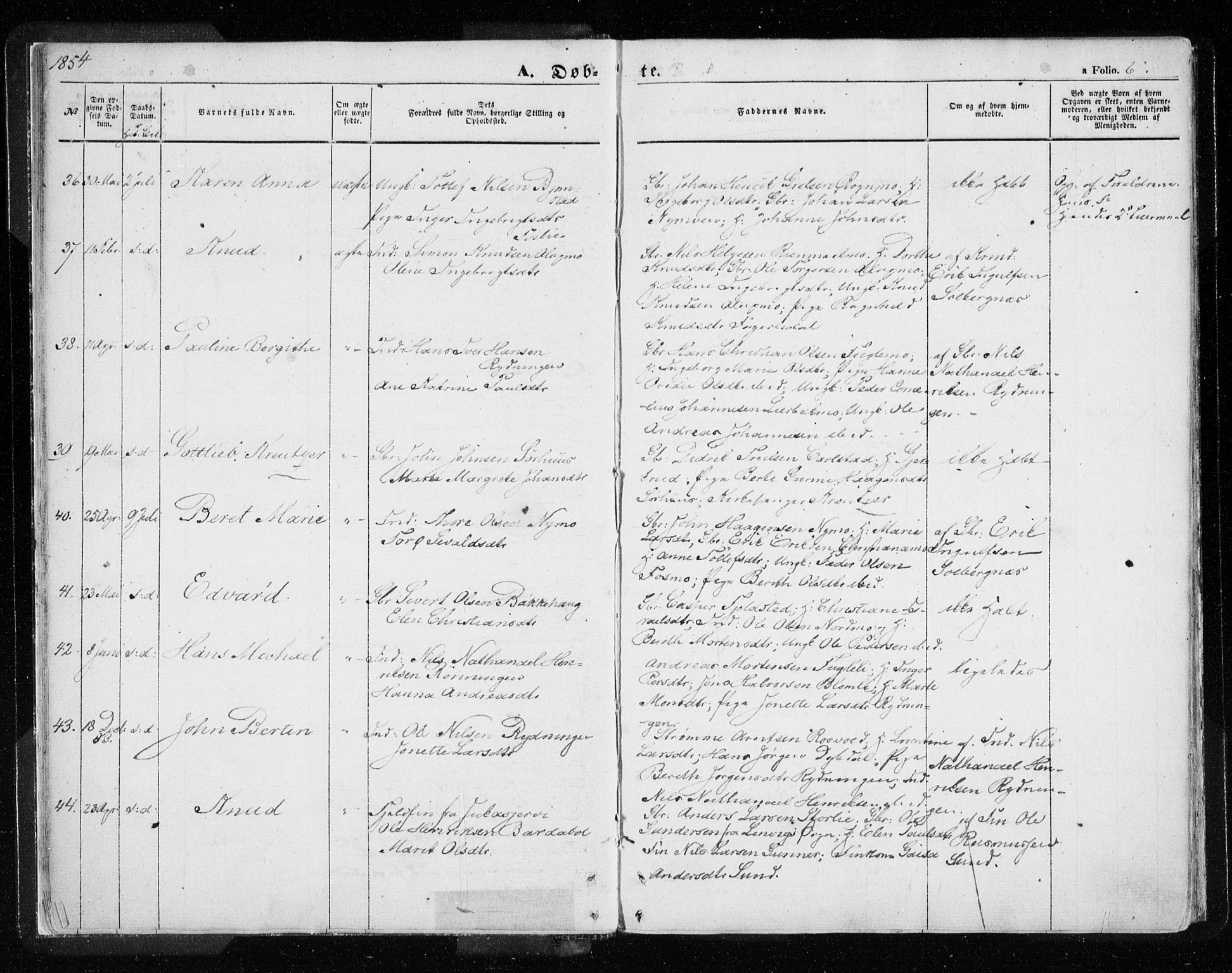 Målselv sokneprestembete, SATØ/S-1311/G/Ga/Gaa/L0003kirke: Parish register (official) no. 3, 1853-1863, p. 6
