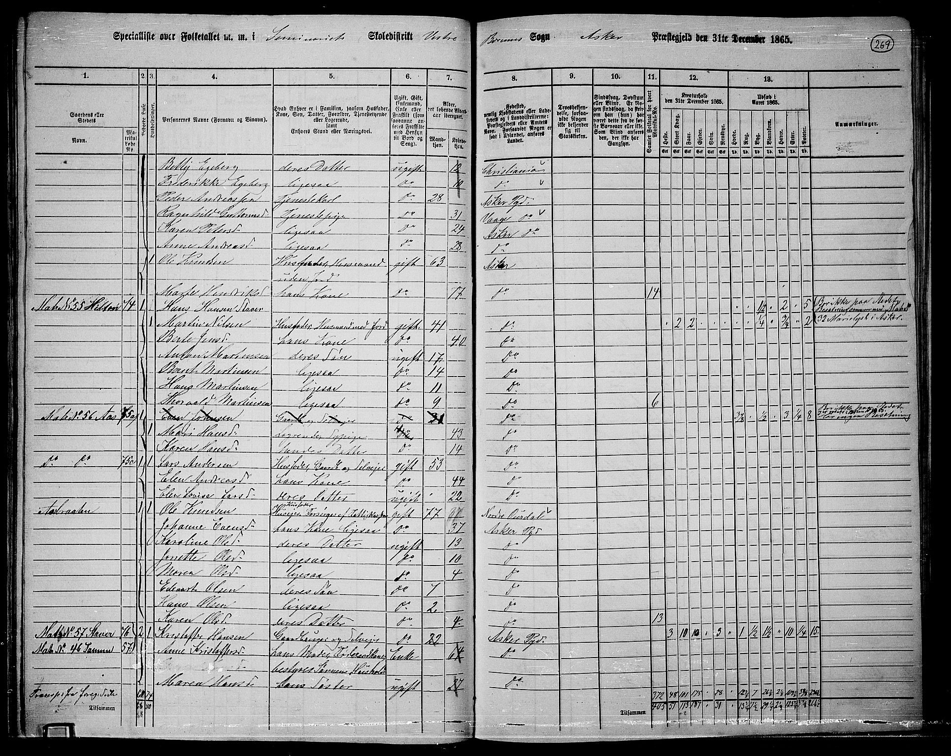 RA, 1865 census for Asker, 1865, p. 257