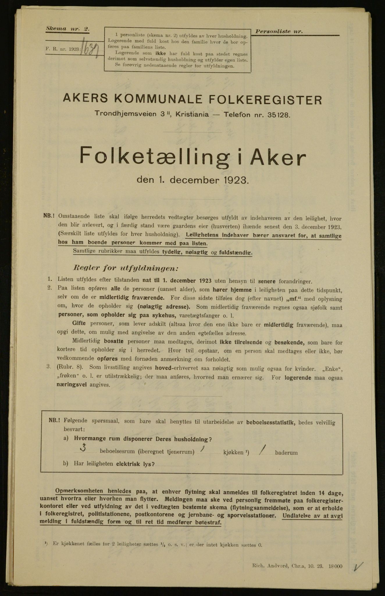 , Municipal Census 1923 for Aker, 1923, p. 18271