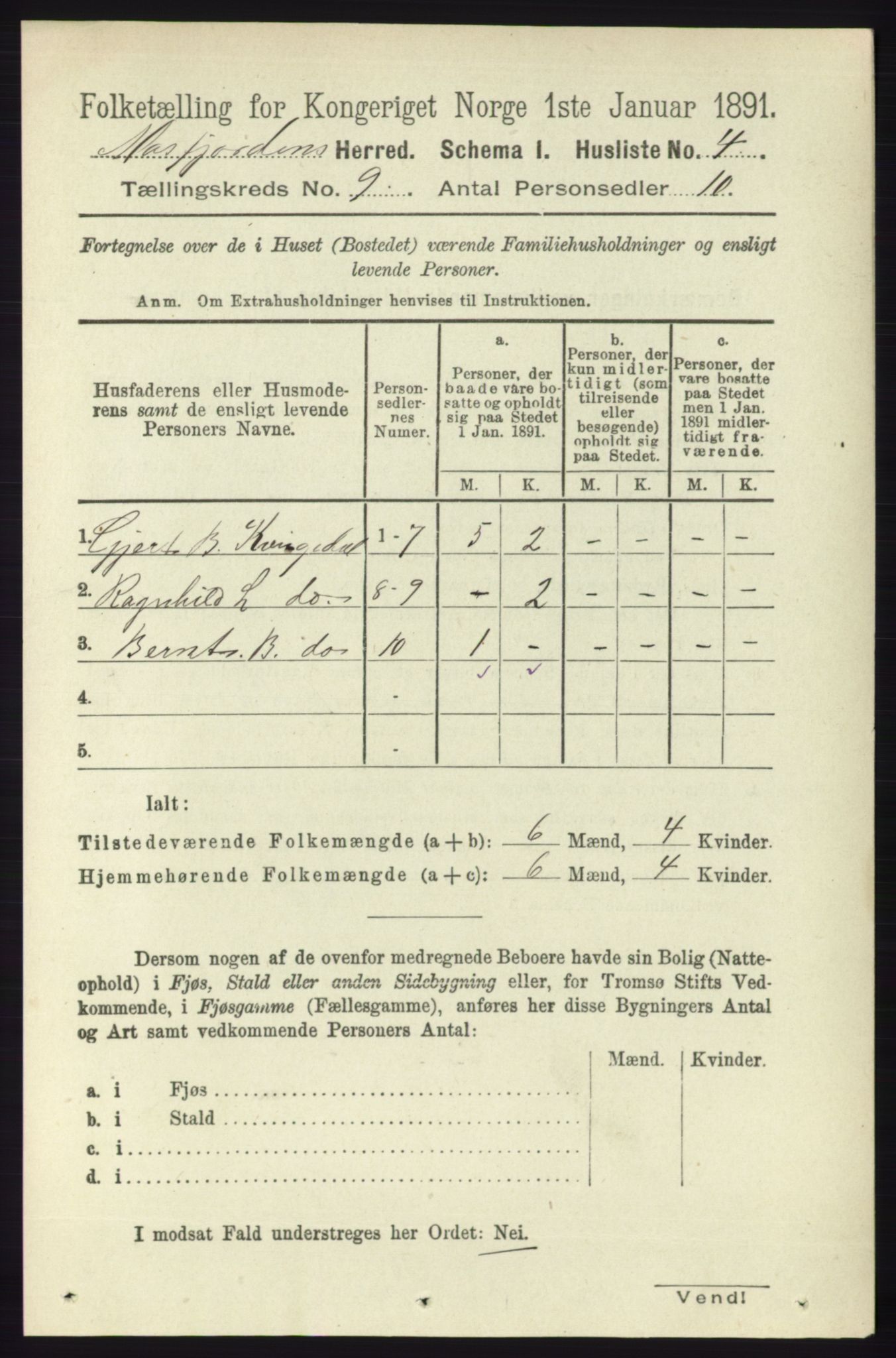 RA, 1891 census for 1266 Masfjorden, 1891, p. 1694