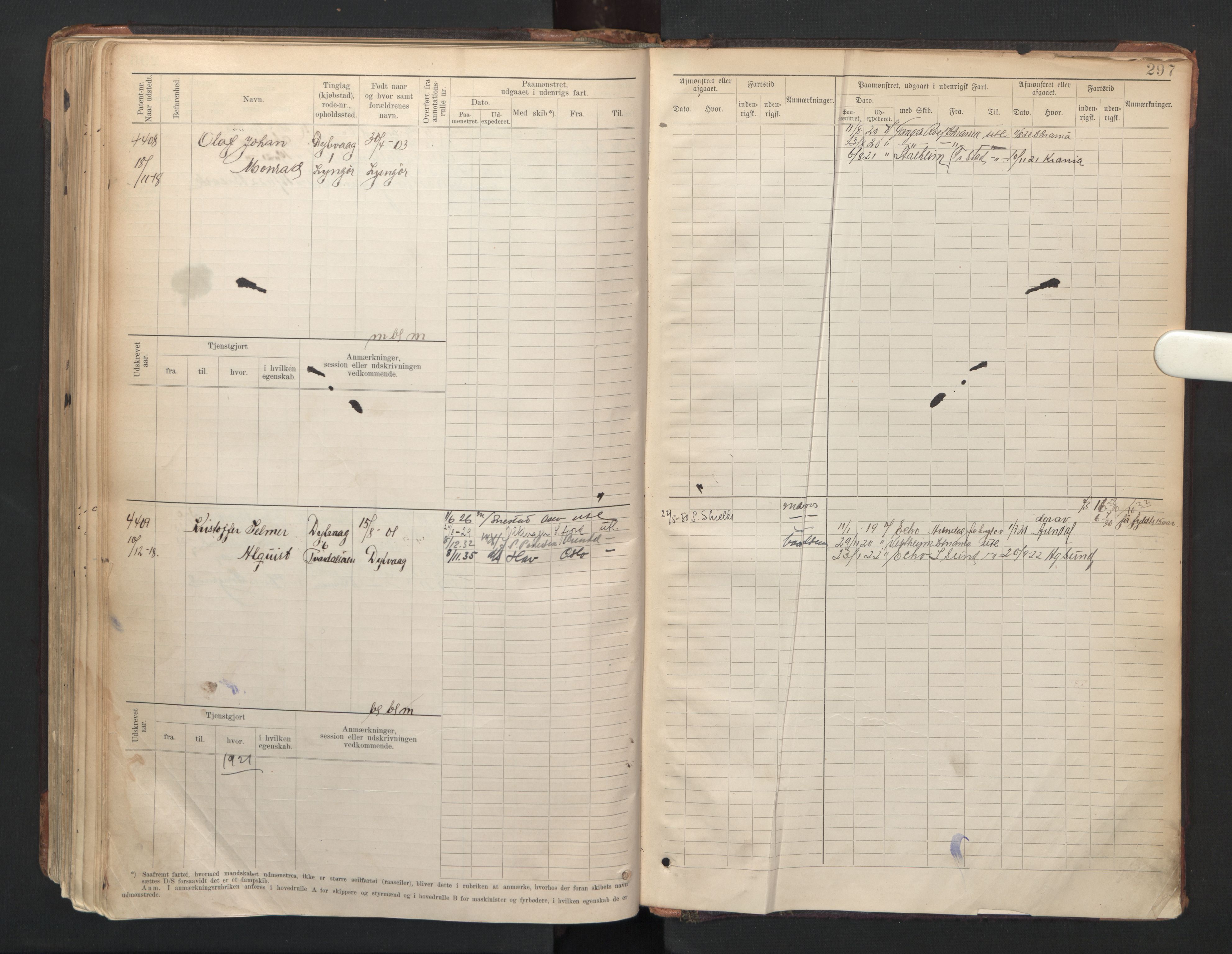 Tvedestrand mønstringskrets, SAK/2031-0011/F/Fb/L0006: Hovedrulle A nr 3818-4409, R-7, 1905-1948, p. 302