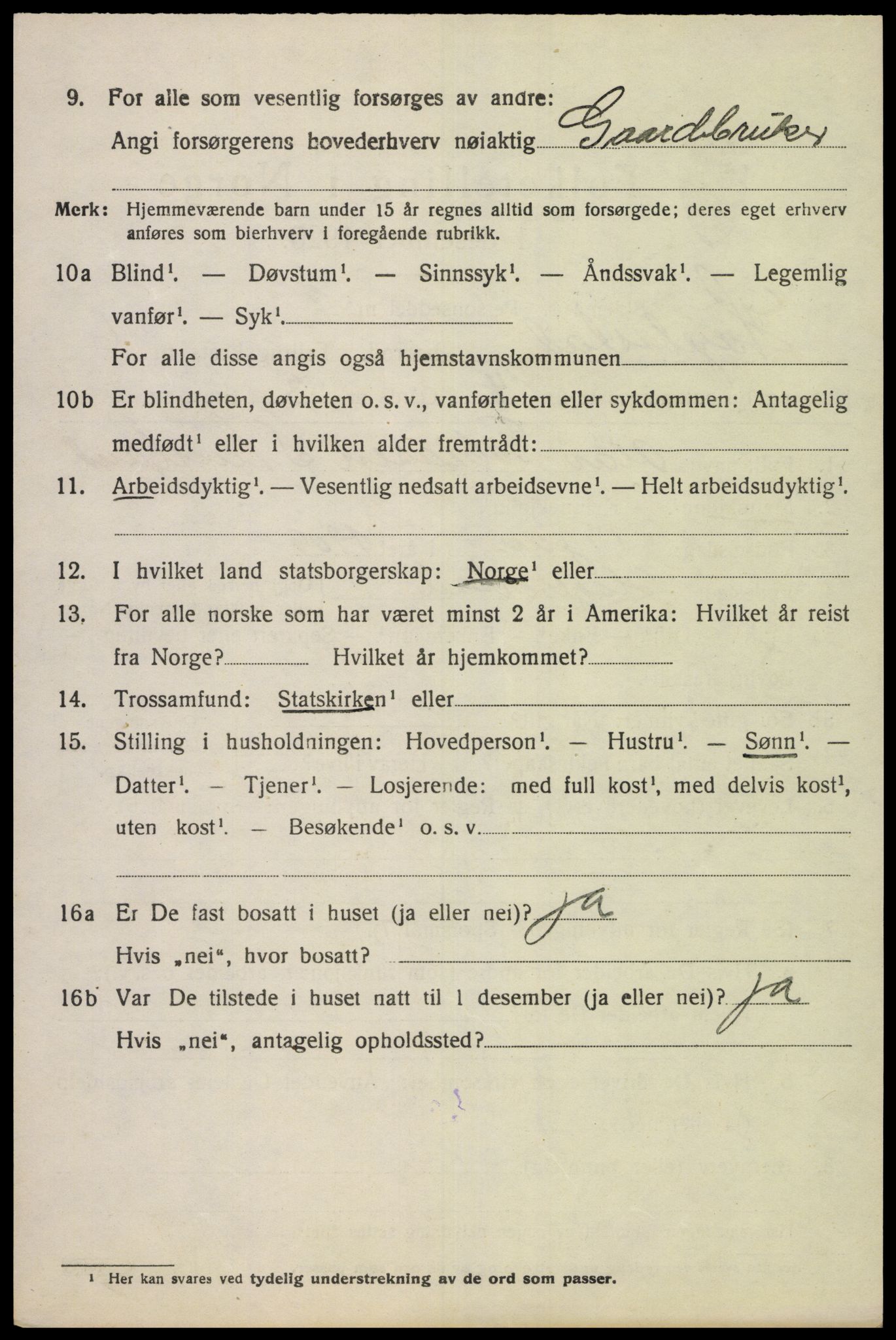 SAK, 1920 census for Hægebostad, 1920, p. 2102