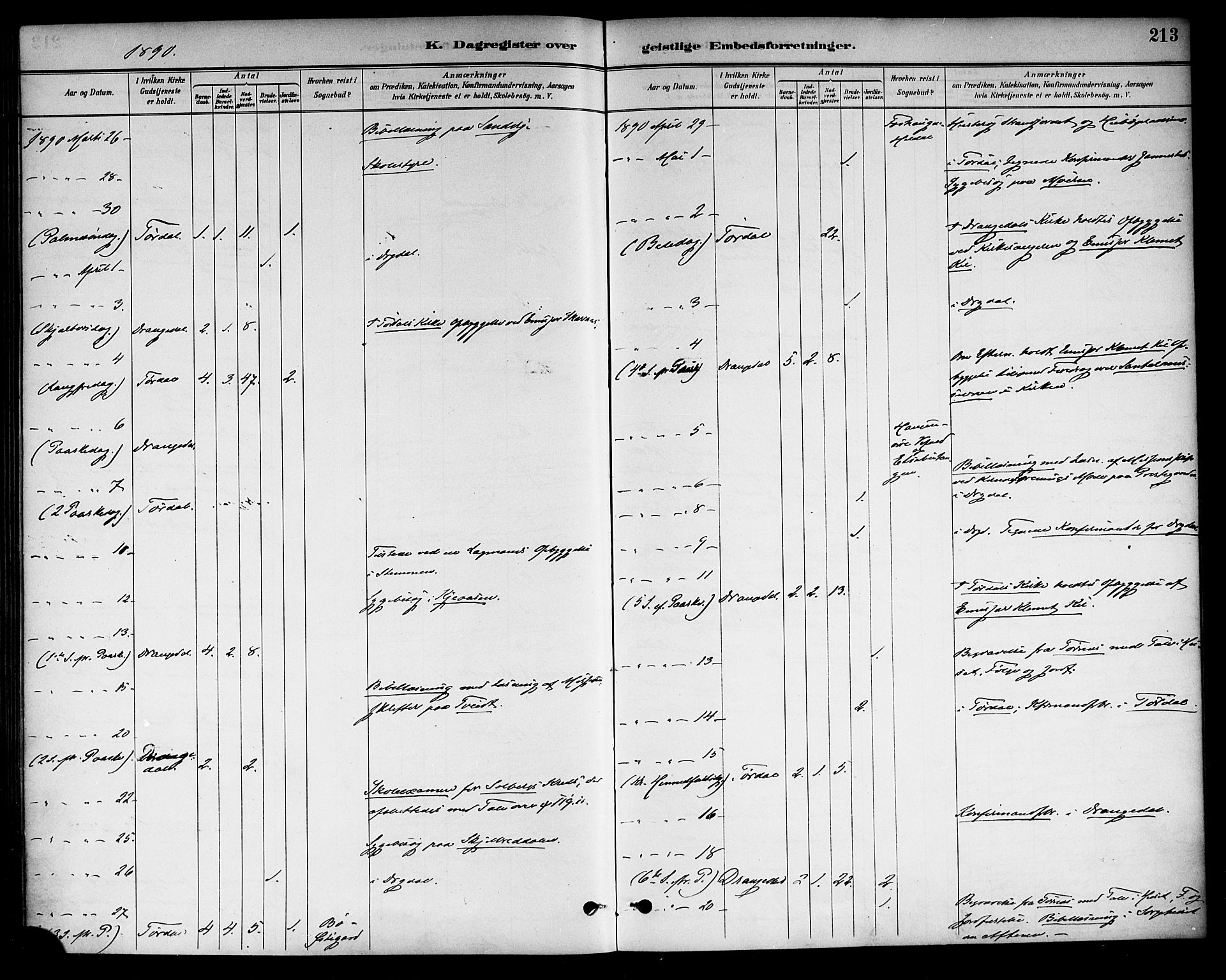 Drangedal kirkebøker, AV/SAKO-A-258/F/Fa/L0011: Parish register (official) no. 11 /1, 1885-1894, p. 213